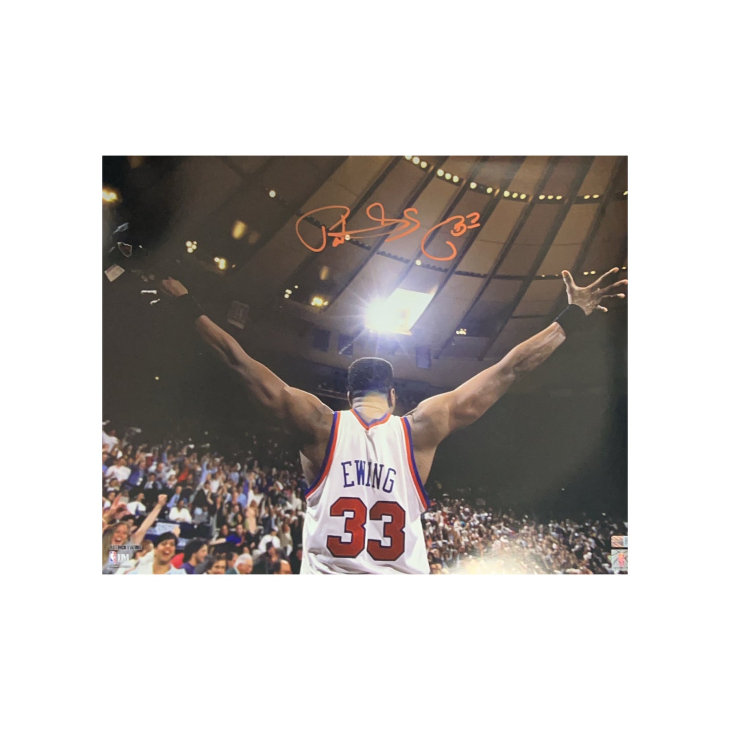 Patrick Ewing Autographed New York Knicks Arms Out 16x20 Steiner CX