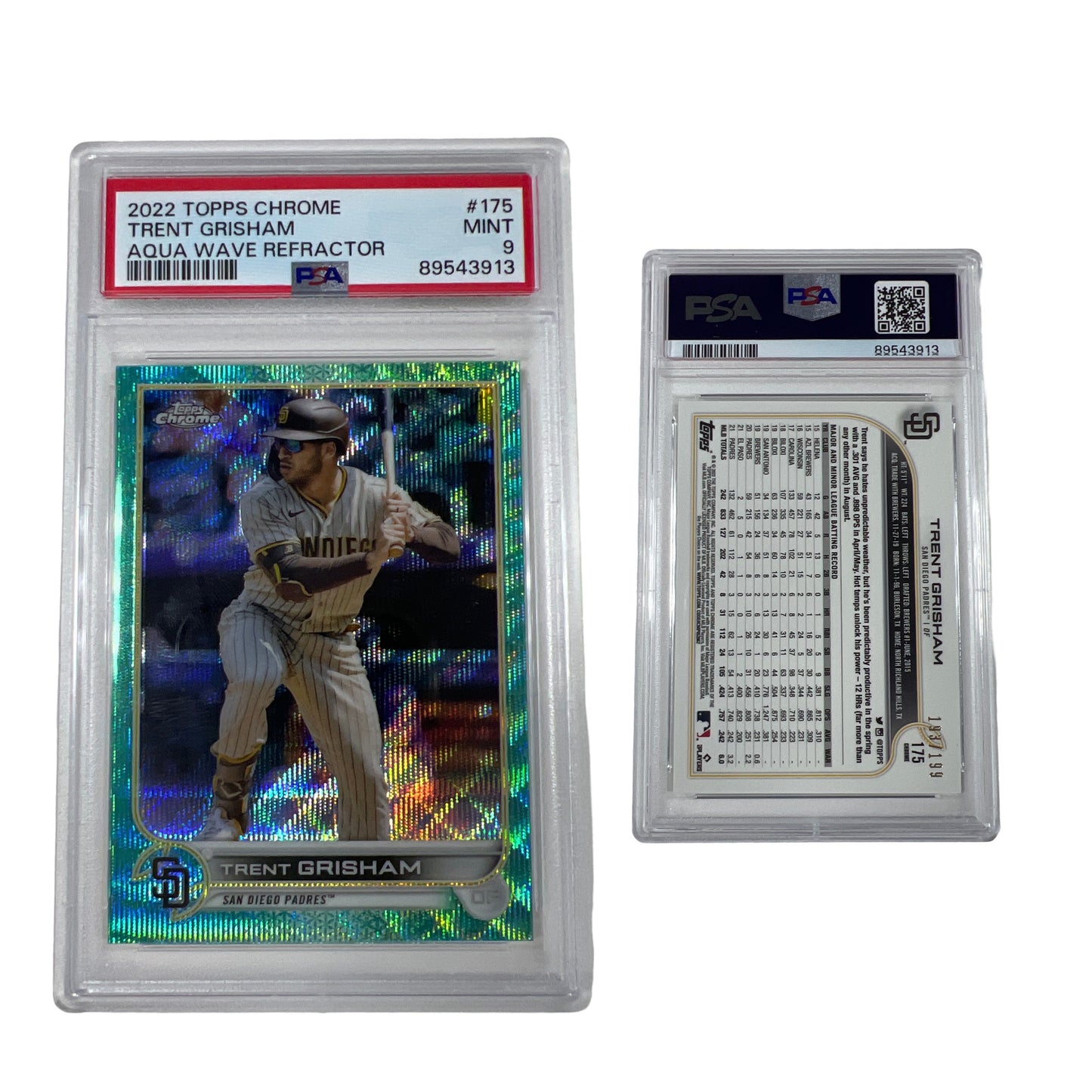 2022 Topps Chrome Trent Grisham Aqua Wave Refractor /199 #171 PSA MINT 9