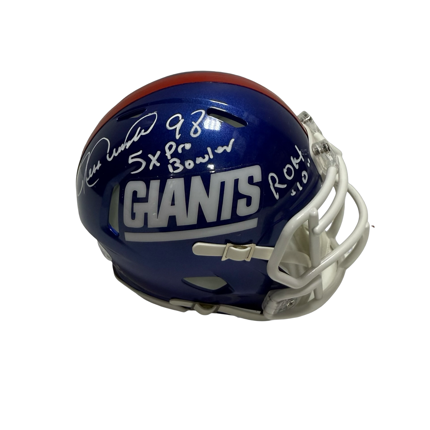 Jesse Armstead Autographed New York Giants "98 5x Pro Bowler, ROH '10'" Inscribed Blue Speed MIni Helmet PSA