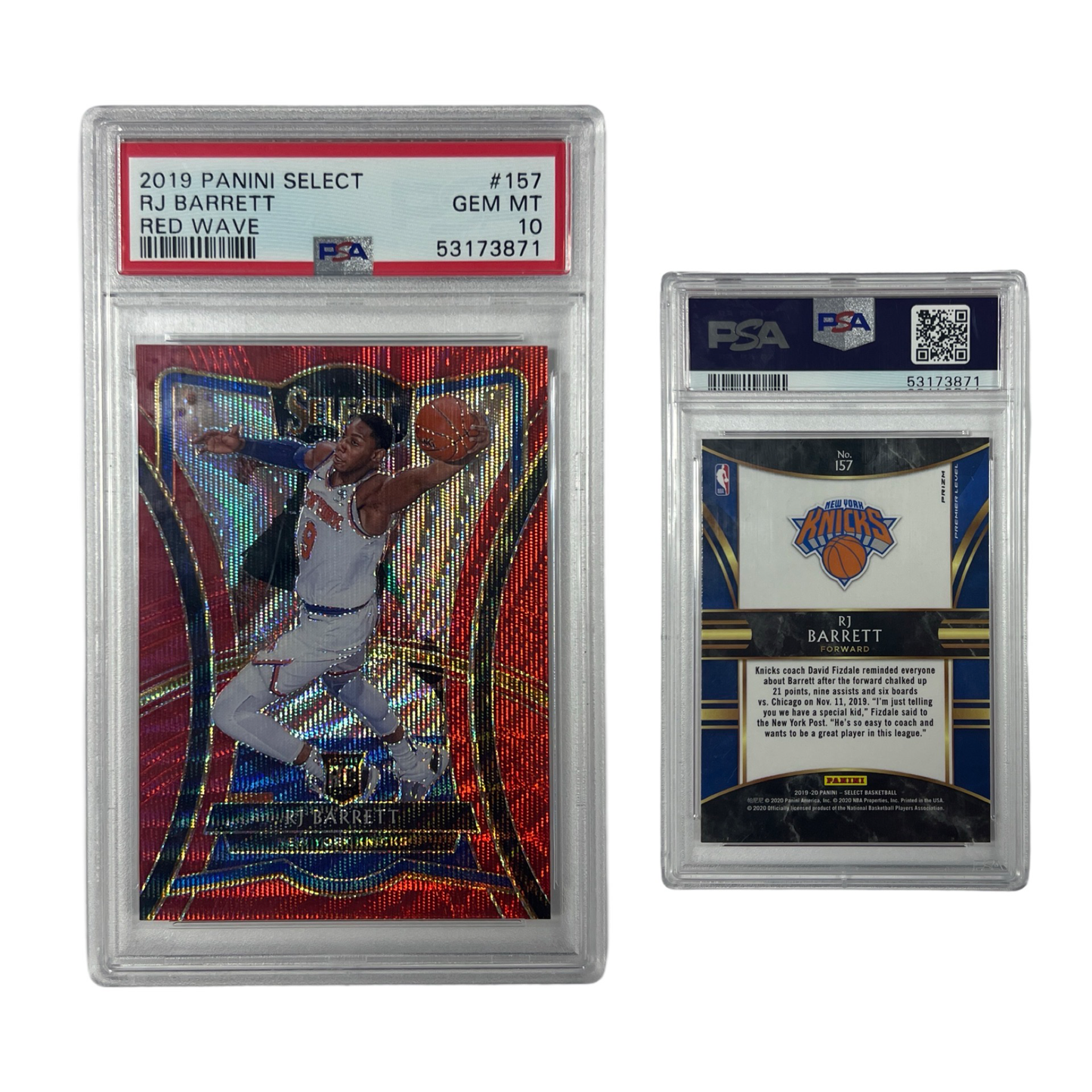2019 RJ Barrett Panini Select Red Wave #157 PSA GEM MT 10