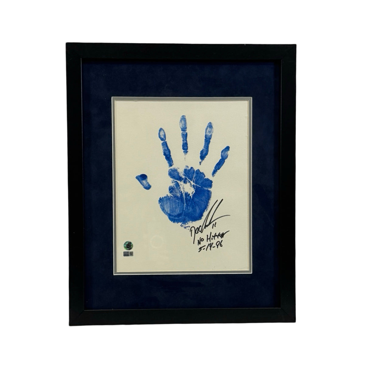 Doc Gooden Autographed New York Yankees 11x14 w/ Blue Handprint No Hitter 5-14-96 Inscription Steiner CX - Framed