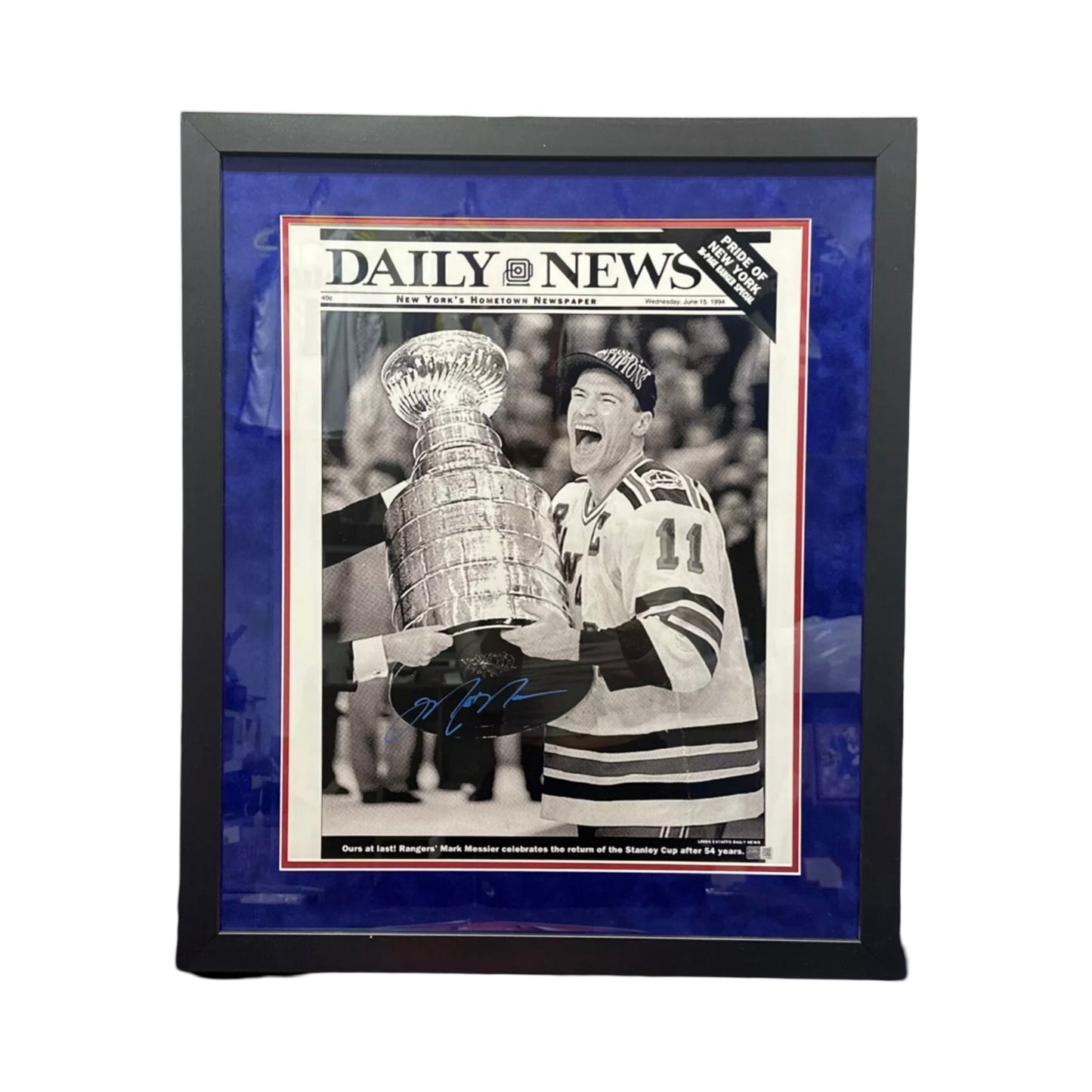 Mark Messier Autographed New York Rangers Daily News 16x20 Steiner CX