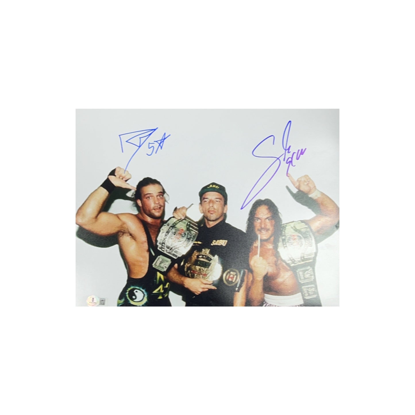 Rob Van Dam, Sabu & Fonzie Autographed WWE ECW Whiteout 11x14 Beckett