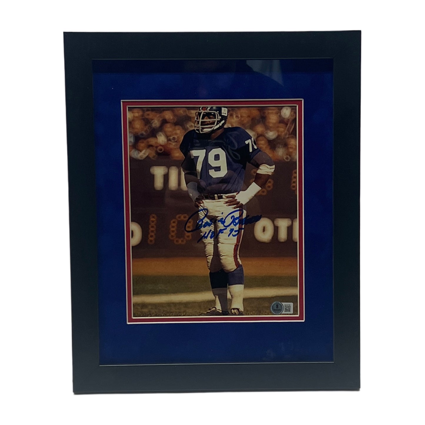 Roosevelt "Rosey" Brown Autographed New York Giants Framed 8x10 "HOF 75" Inscription Beckett