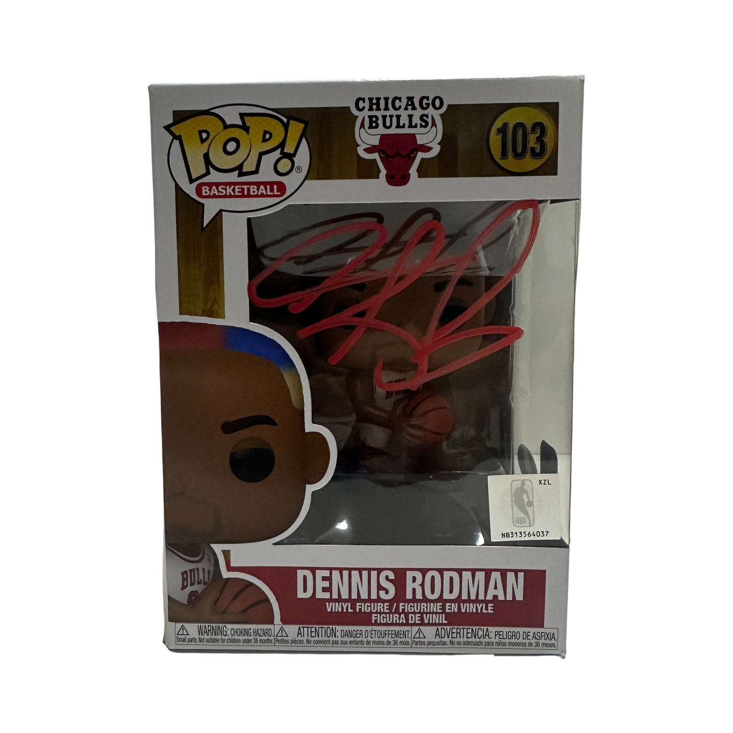 Dennis Rodman Autographed Chicago Bulls Funko Pop Red Ink JSA