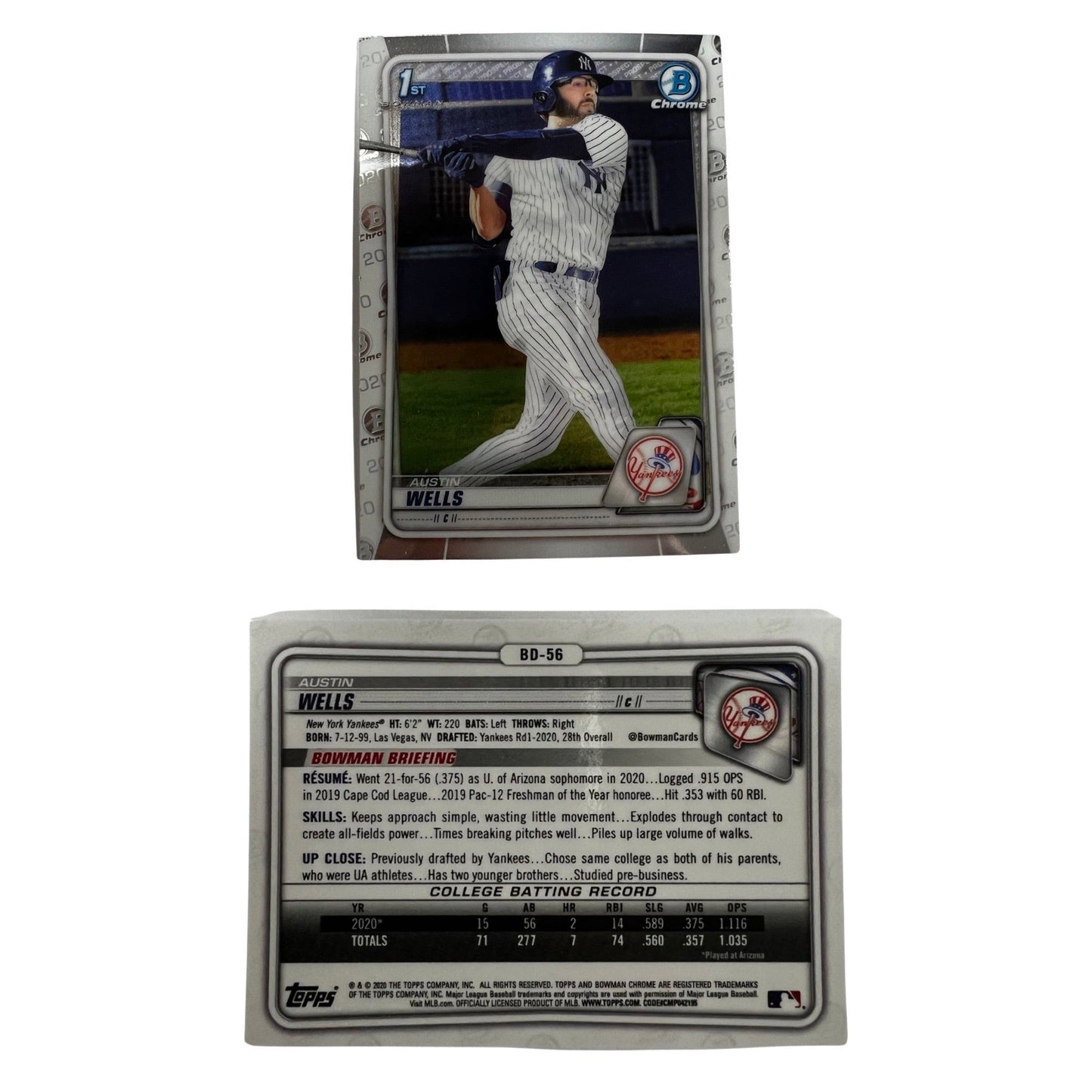 2020 Bowman Chrome Draft #BD-56 Austin Wells