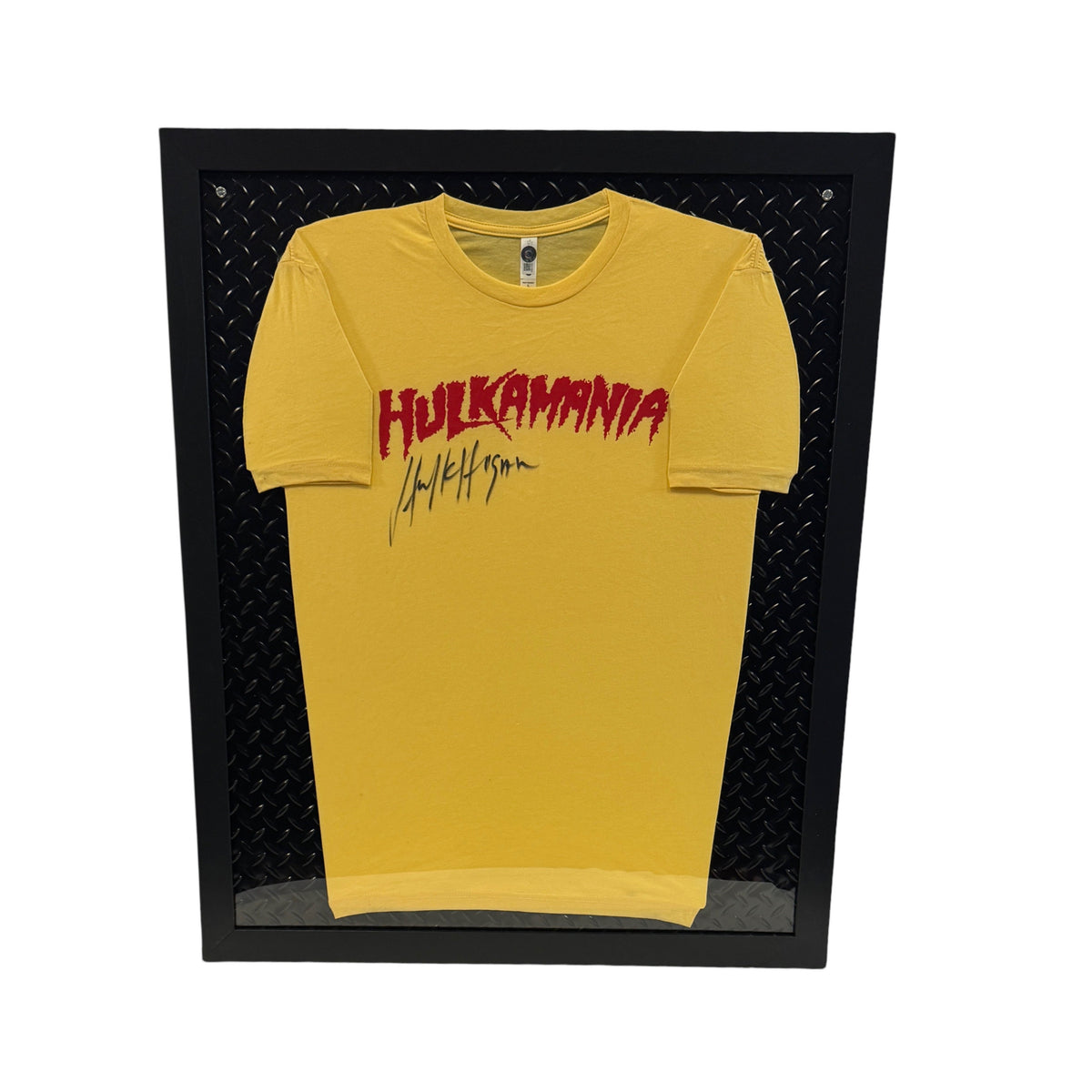 Hulk Hogan Autographed Hulkamania Yellow T-Shirt Beckett - Framed