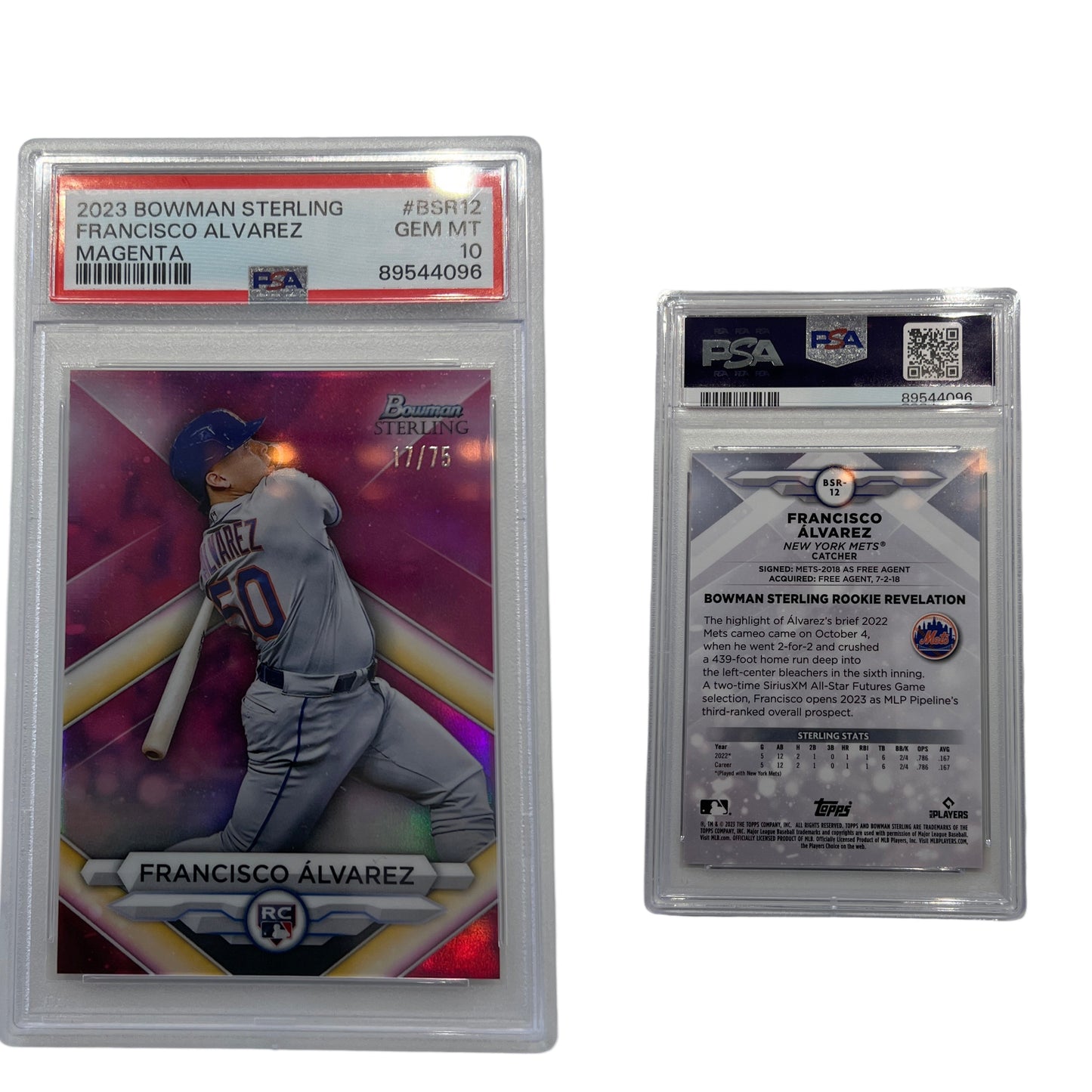 2023 Francisco Alvarez Bowman Sterling Magenta /75 #BSR12 PSA GEM MT 10