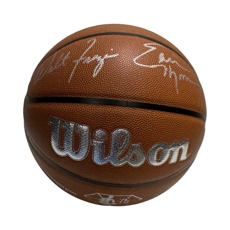 Walt Frazier & Earl Monroe Autographed New York Knicks 75th Wilson Basketball JSA COA