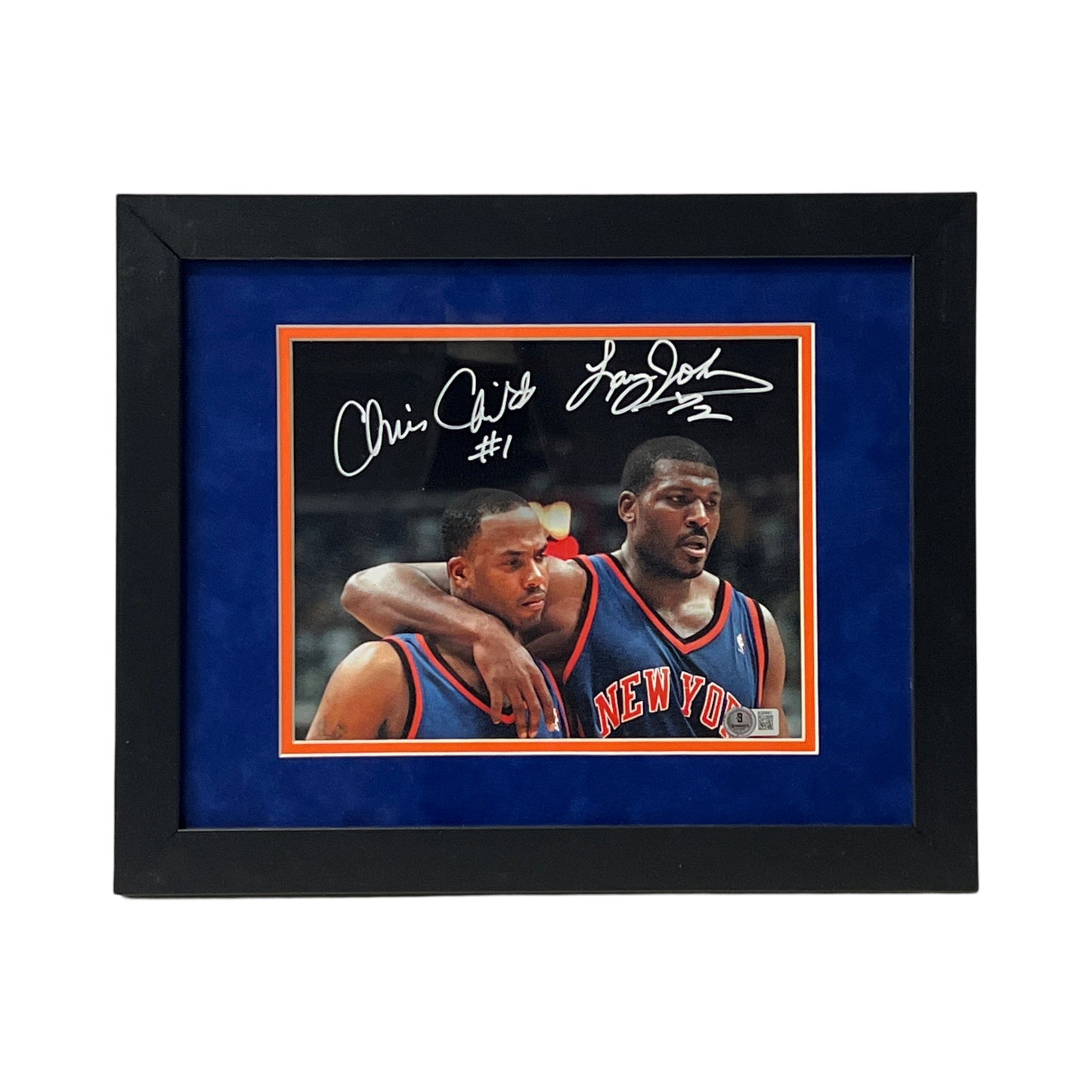 Larry Johnson & Chris Childs Autographed New York Knicks Arm Around Framed 8x10 Beckett