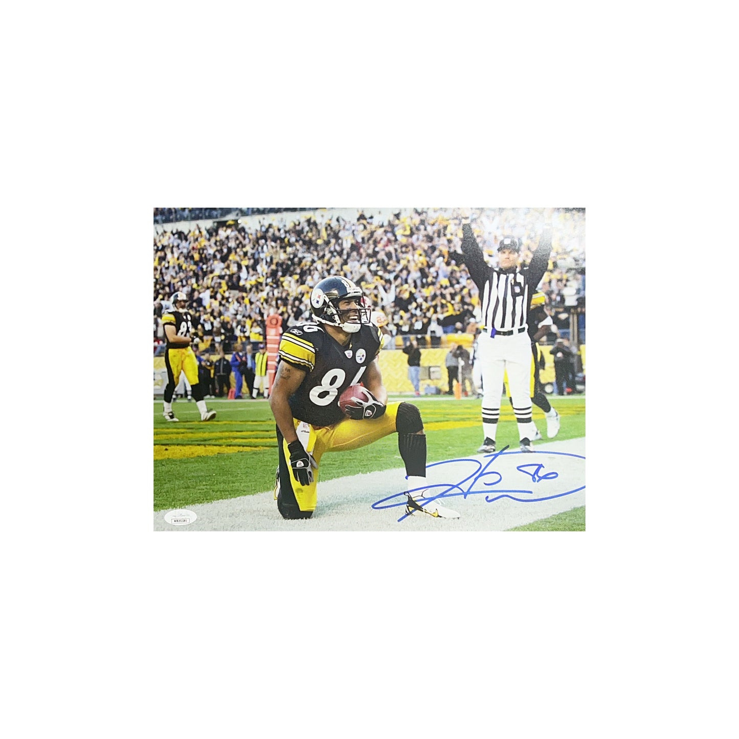 Hines Ward Autographed Pittsburgh Steelers Touchdown Smile 11x14 JSA