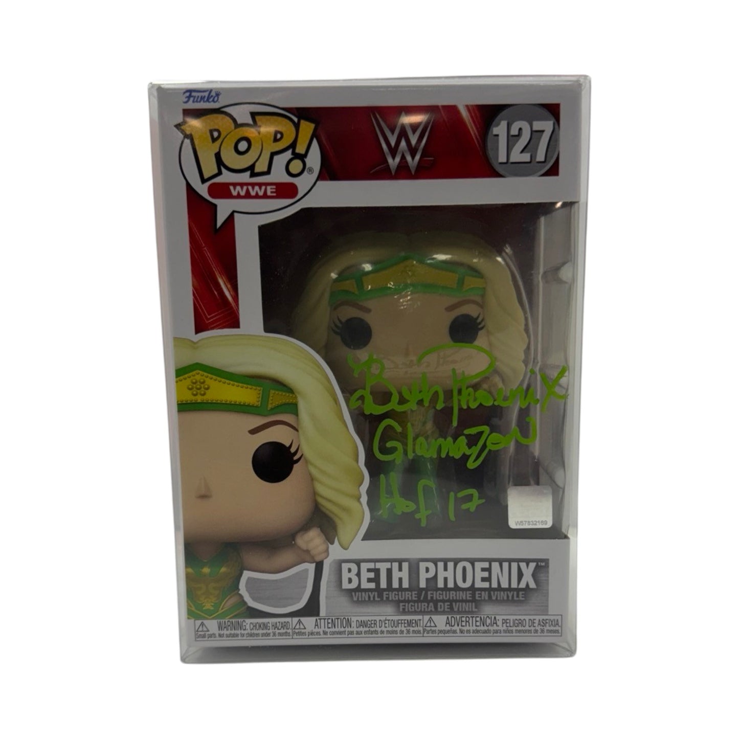 Beth Phoenix Autographed WWE Funko Pop Green Ink "The Glamazon & HOF 17" Inscription Steiner CX