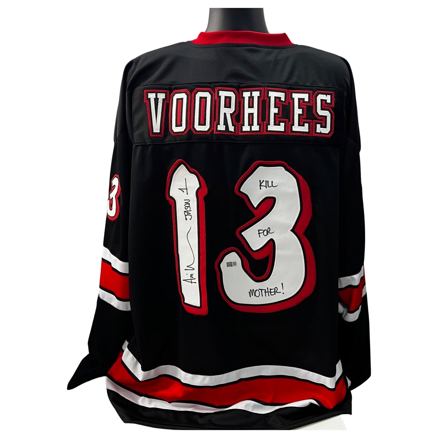 Ari Lehman Autographed Jason Voorhees Friday the 13th Black Jersey Kill for Mother!, Jason 1 Inscriptions Steiner CX