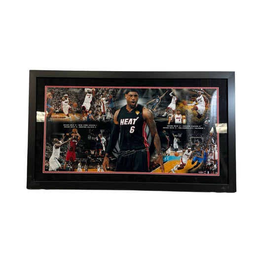 Lebron James Autographed Miami Heat Framed 18x36 Photo Upper Deck