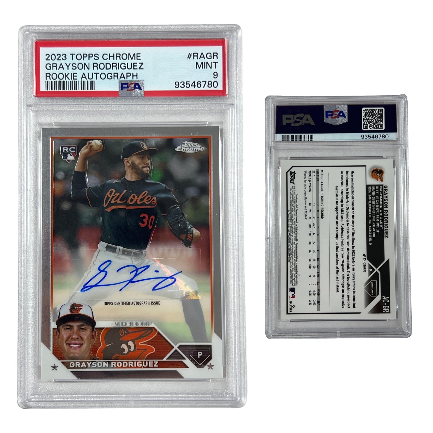 2023 Grayson Rodriguez Topps Chrome Rookie Autograph #AC-GR PSA MINT 9