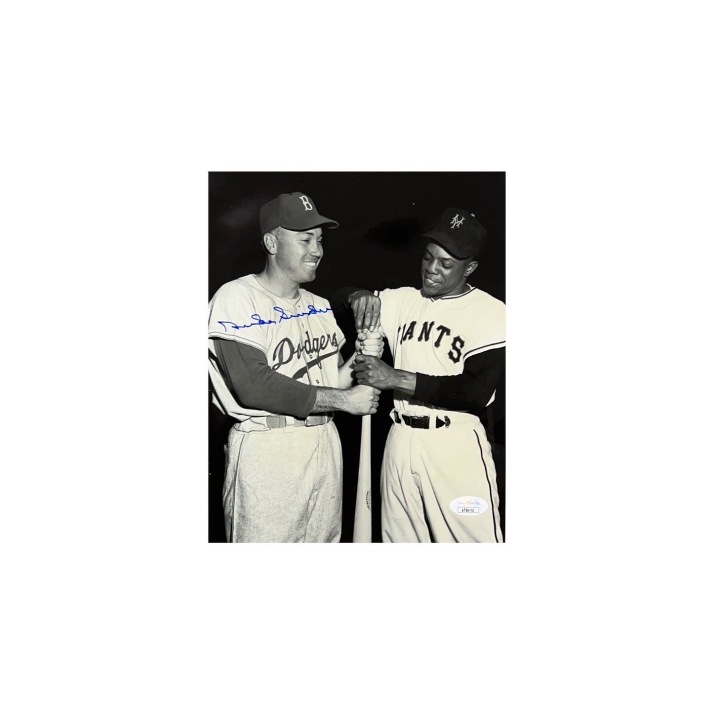 Duke Snider Autographed Brooklyn Dodgers w/ Willie Mays 8x10 JSA