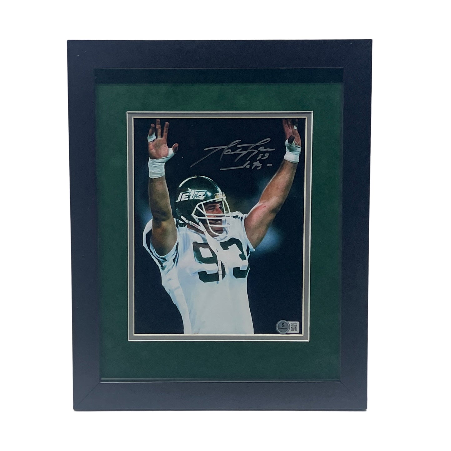 Marty Lyons Autographed New York Jets Arms Up Framed 8x10 Beckett