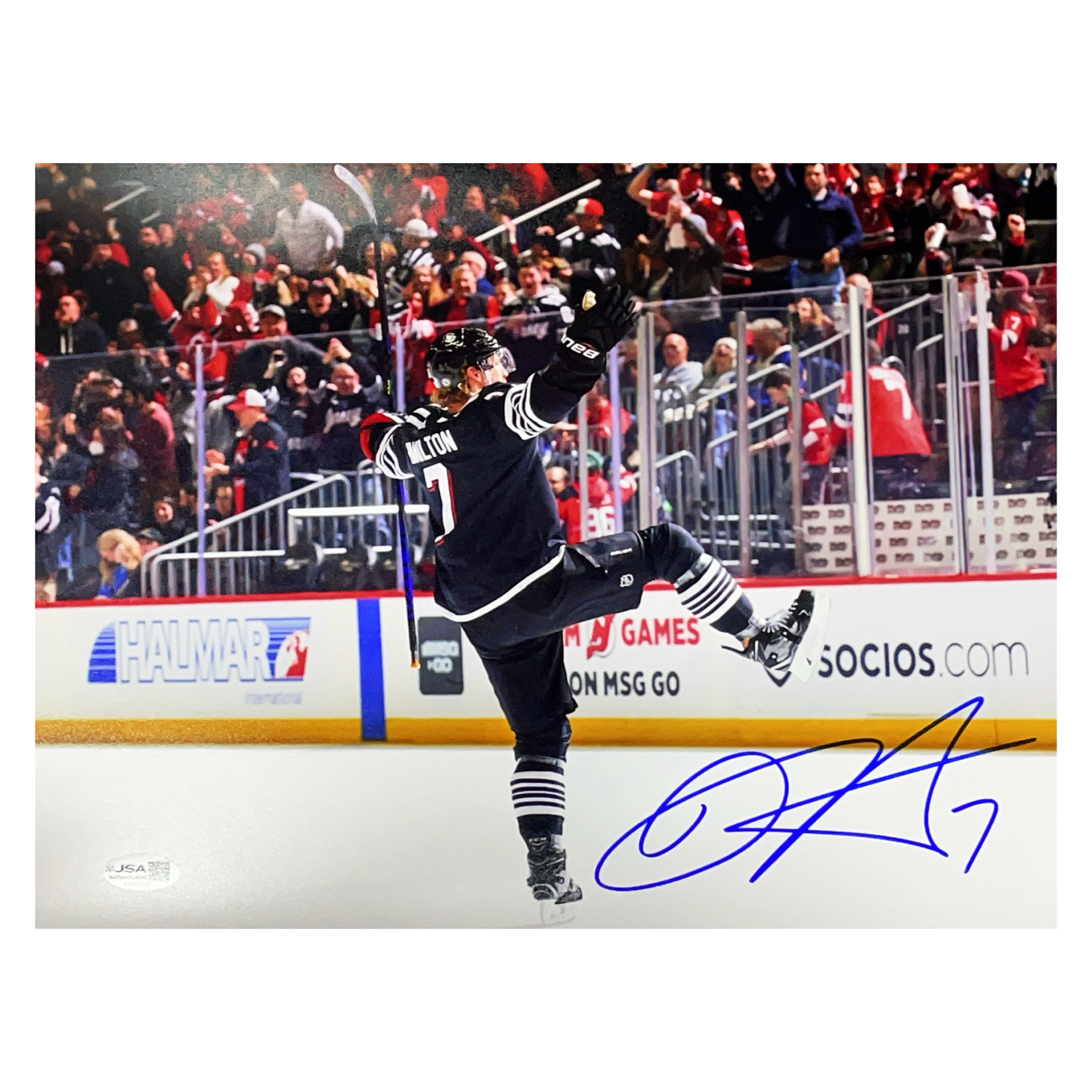 Dougie Hamilton Autographed Calgary Flames Celebrating Horizontal 11x14 Photo JSA