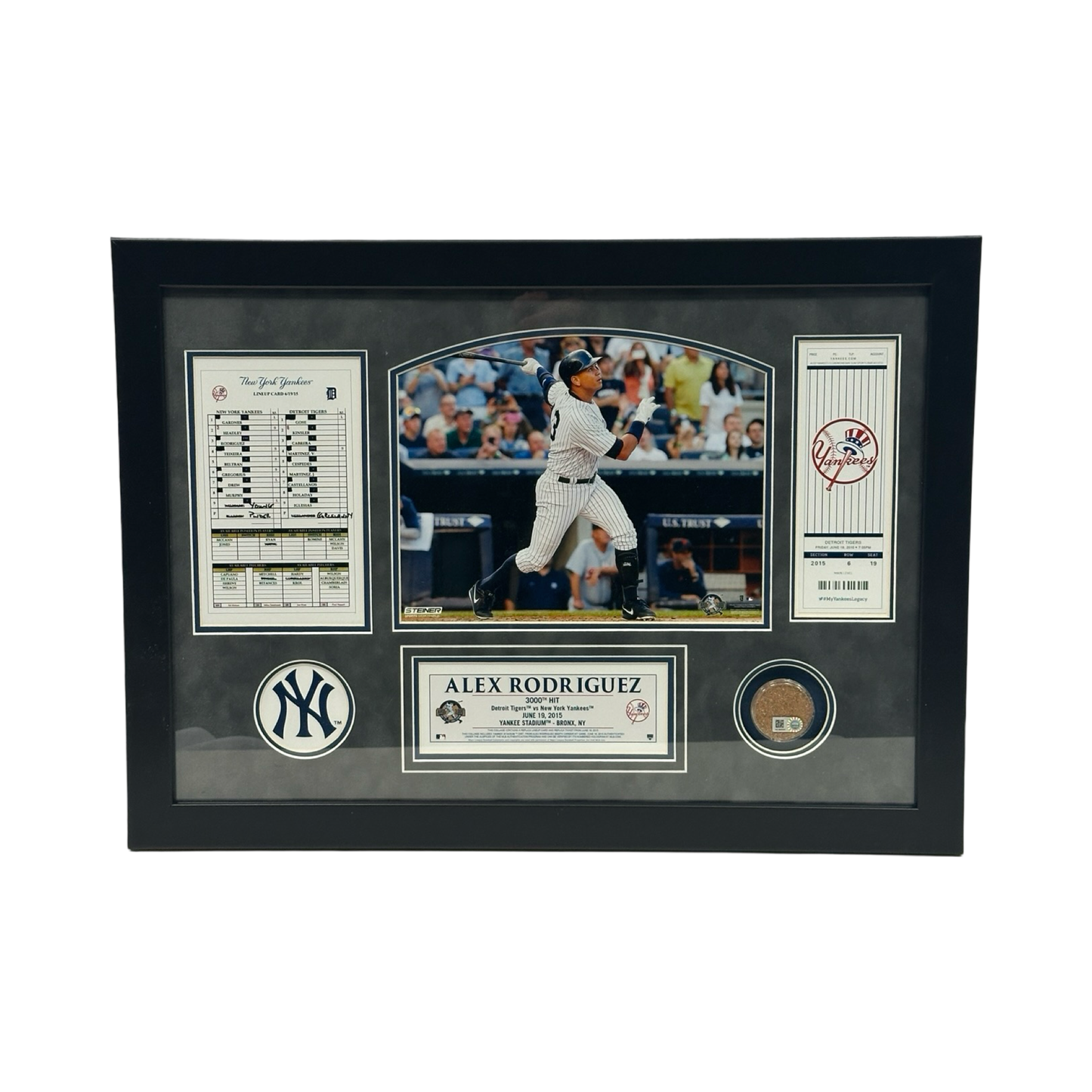 Alex Rodriguez New York Yankees Framed 3000th Hit Game Used Dirt MLB