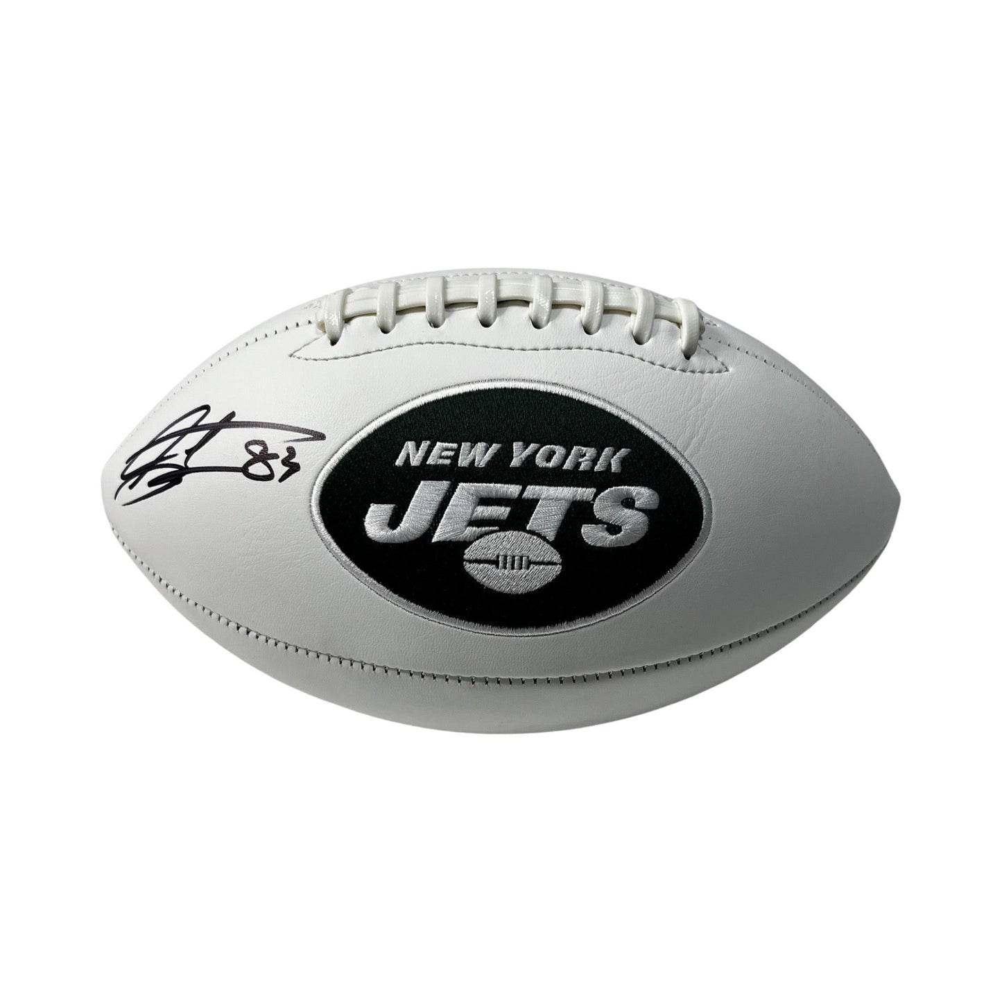 Santana Moss Autographed New York Jets White Panel Football Steiner CX