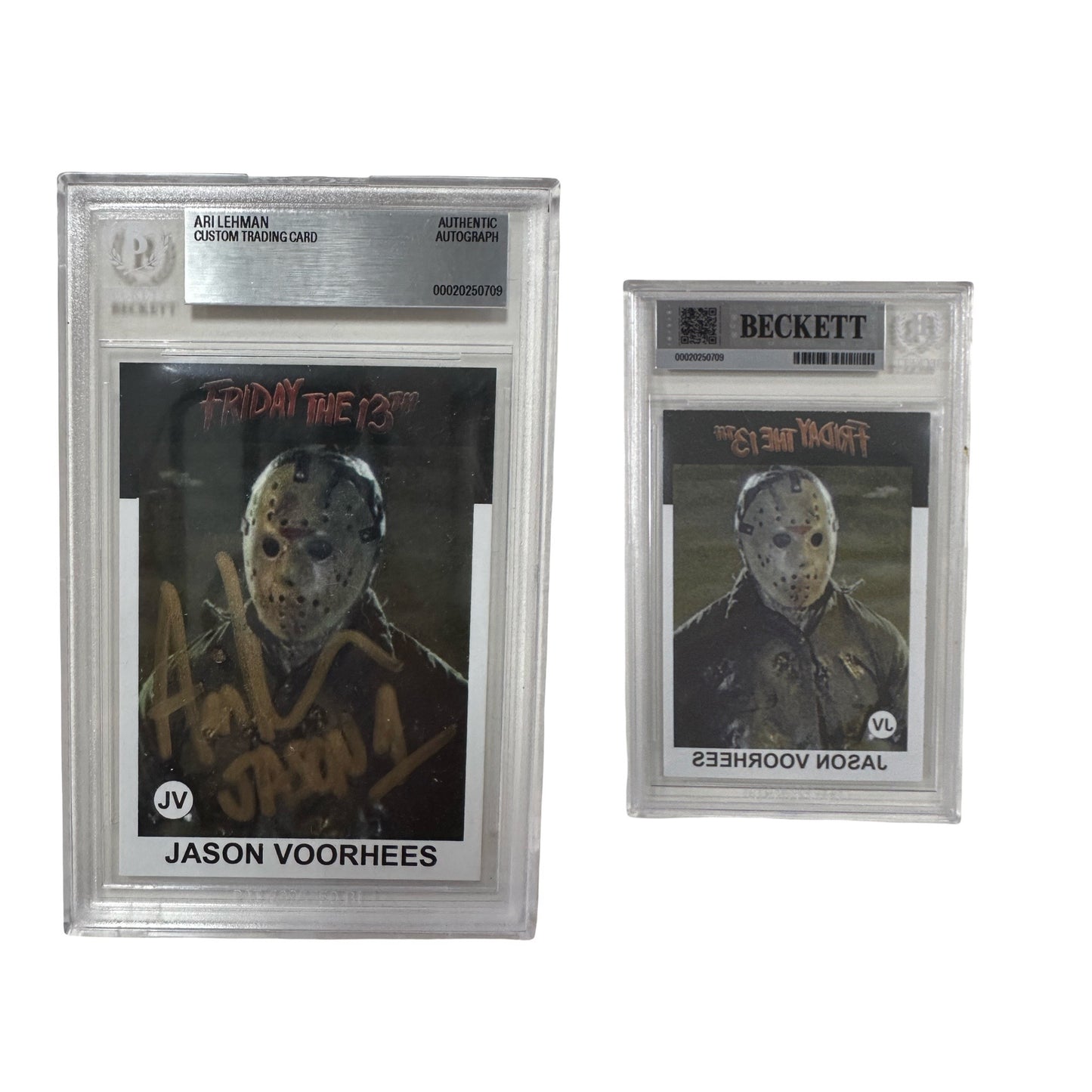 Ari Lehman Autographed Jason Voorhees Friday the 13th Card Grey Mask Gold Ink Beckett BAS