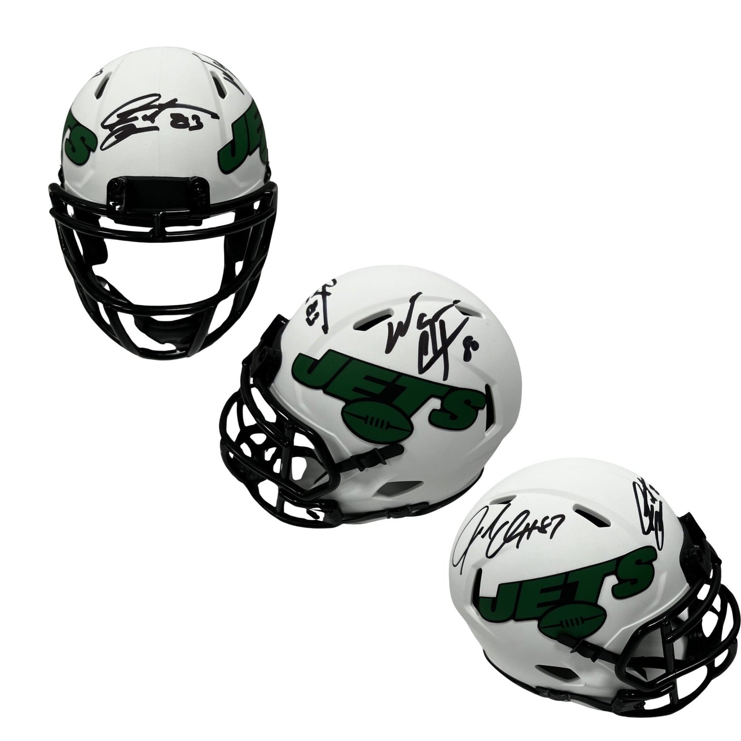 Santana Moss, Wayne Chrebet & Laveranues Coles Autographed New York Jets Lunar Eclipse Mini Helmet Steiner CX