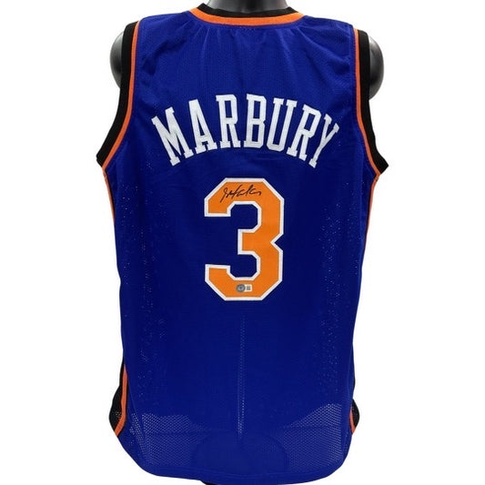 Stephon Marbury Autographed New York Knicks Blue Jersey Beckett