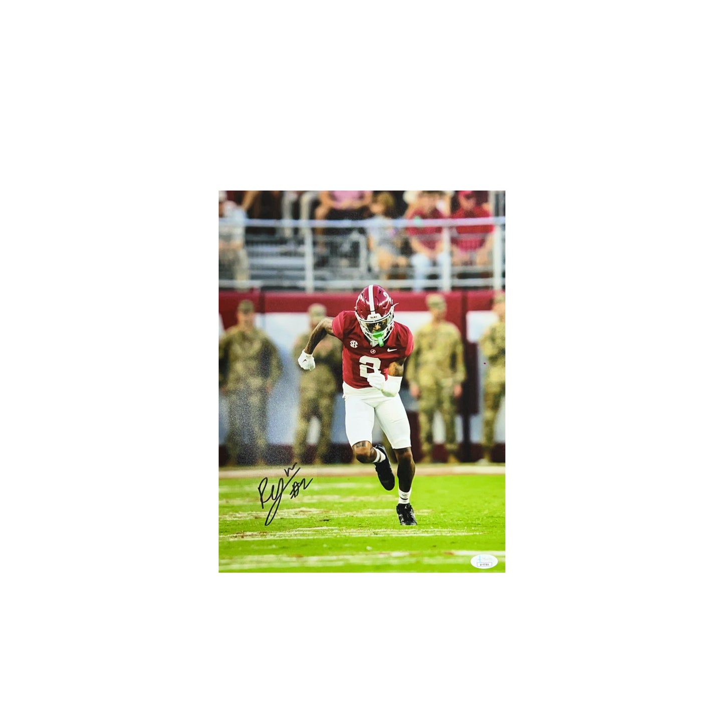 Ryan Williams Autographed Alabama Crimson Running Route 8x10 JSA