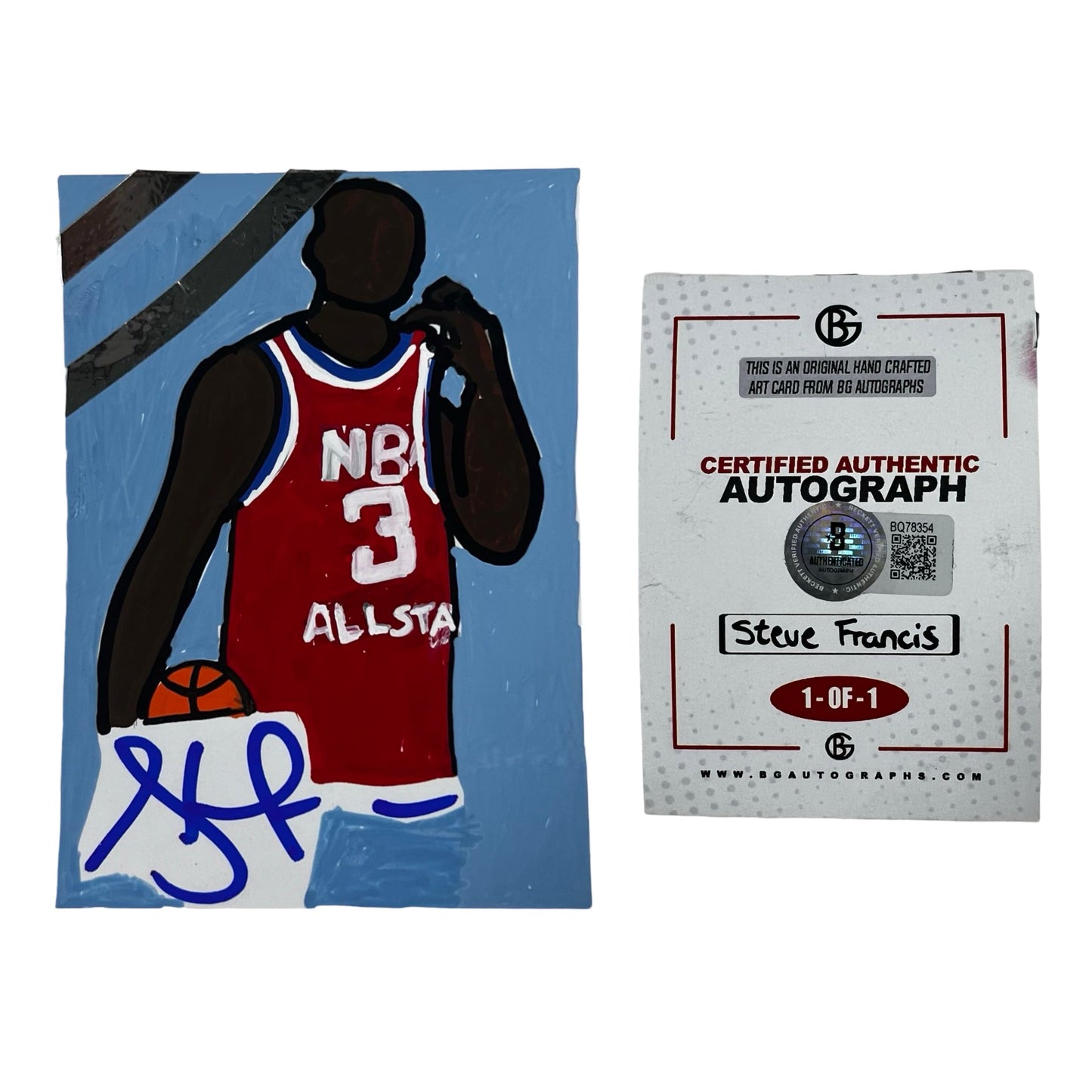 Steve Francis Autographed Houston Rockets All-Star 1/1 Art Card Beckett