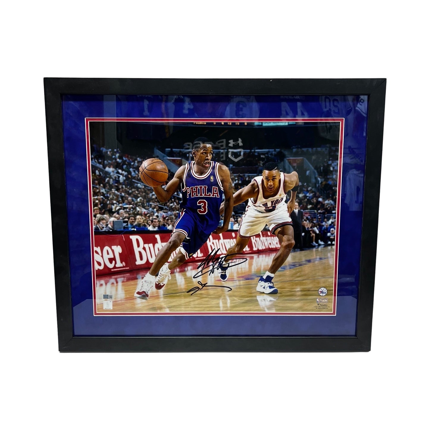 Allen Iverson & John Starks Autographed 16x20 Steiner CX