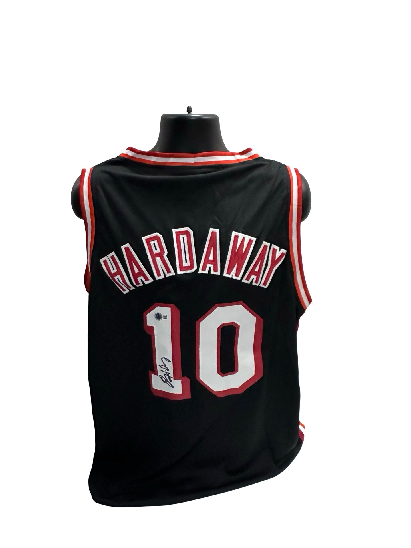 Tim Hardaway Sr Autographed Miami Heat Black Jersey Beckett BAS