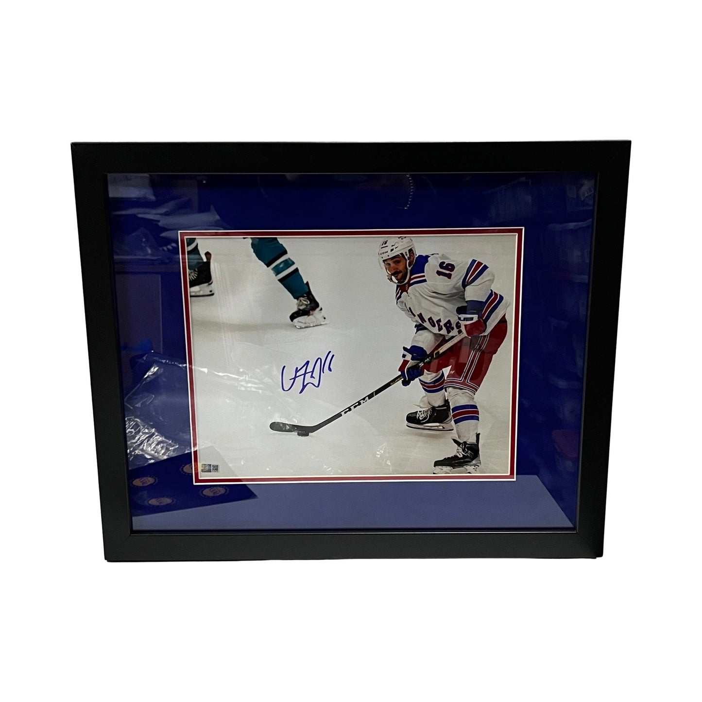Vincent Trocheck Autographed New York Rangers White Jersey 11x14 Steiner CX - Framed