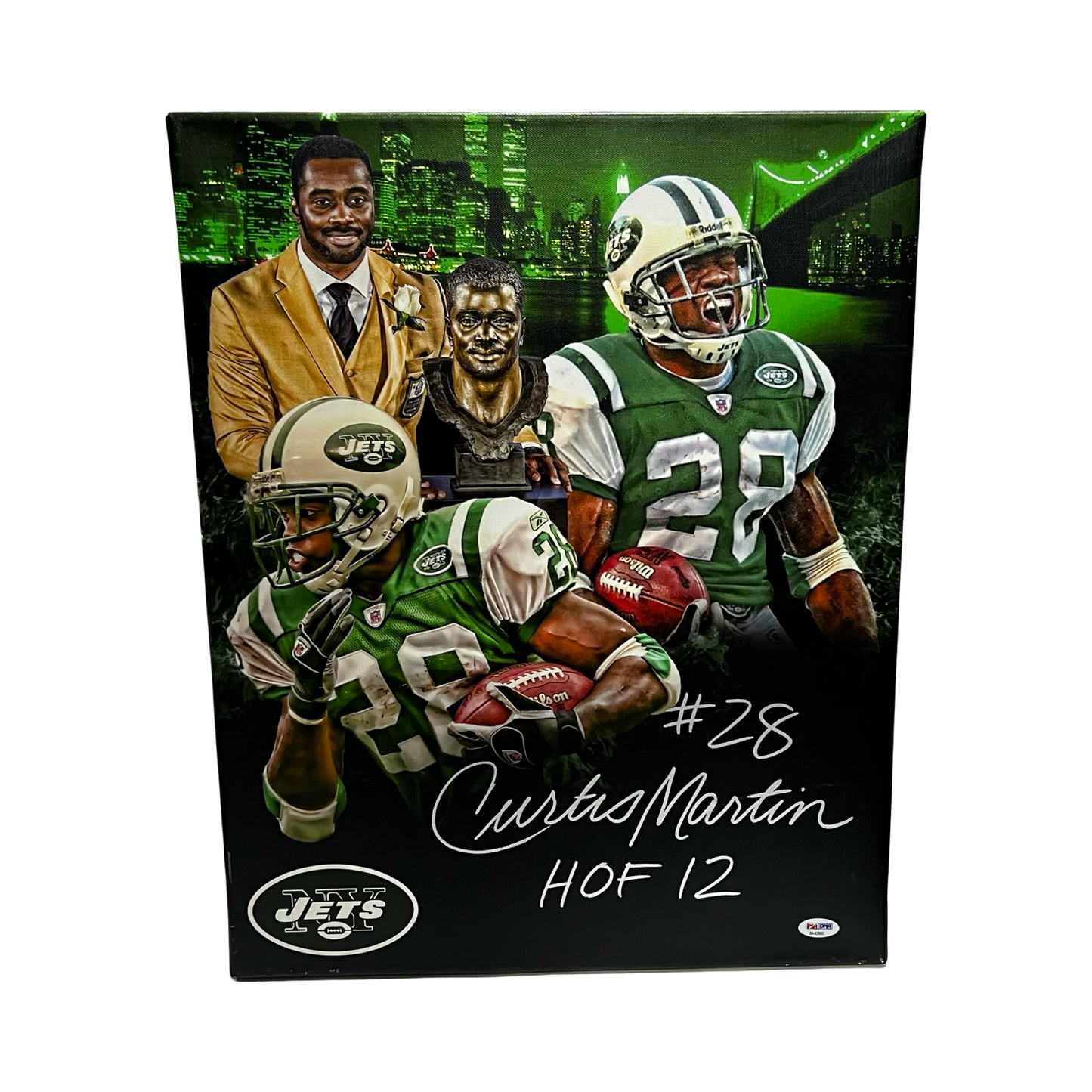Curtis Martin Autographed New York Jets 16x20 Canvas "HOF '12" PSA