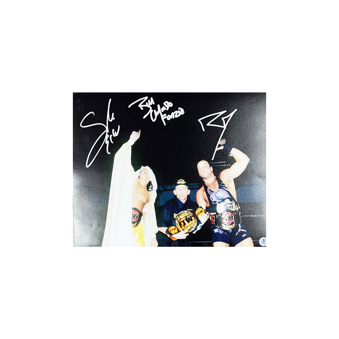Rob Van Dam, Sabu & Fonzie Autographed WWE ECW Blackout 11x14 Beckett