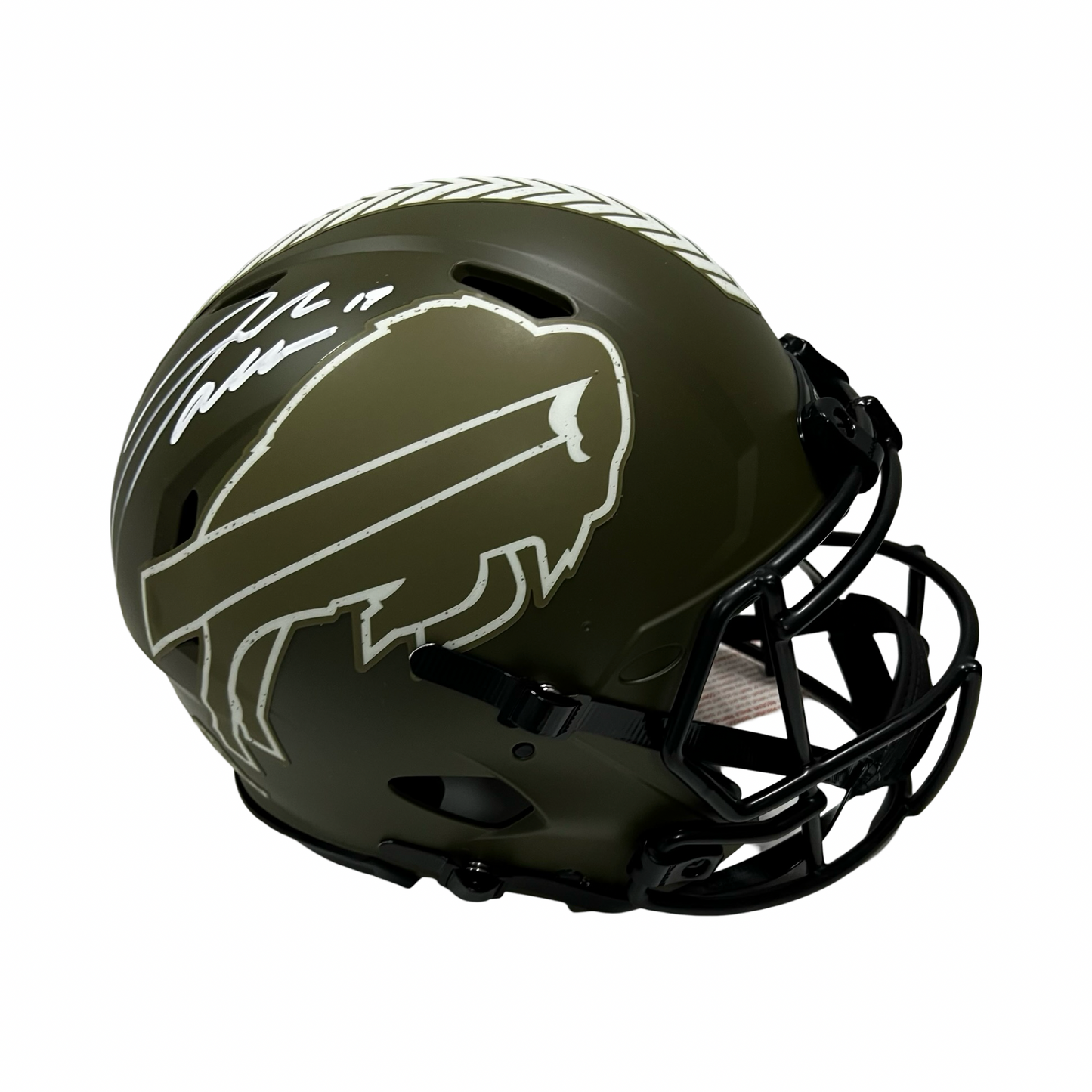 Josh Allen Autographed Buffalo Bills Green Salute To Service Authentic Helmet Beckett