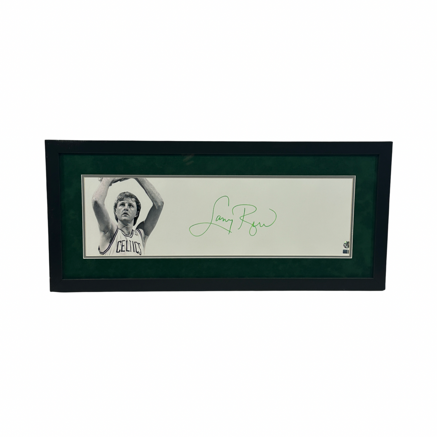 Larry Bird Autographed Boston Celtics Whiteout Horizontal 8x26 Steiner CX