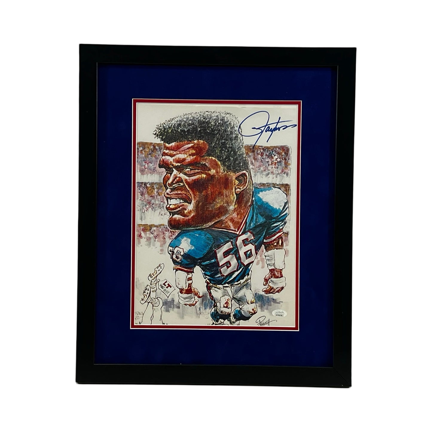 Lawrence Taylor Autographed New York Giants Framed 11x14 Art JSA
