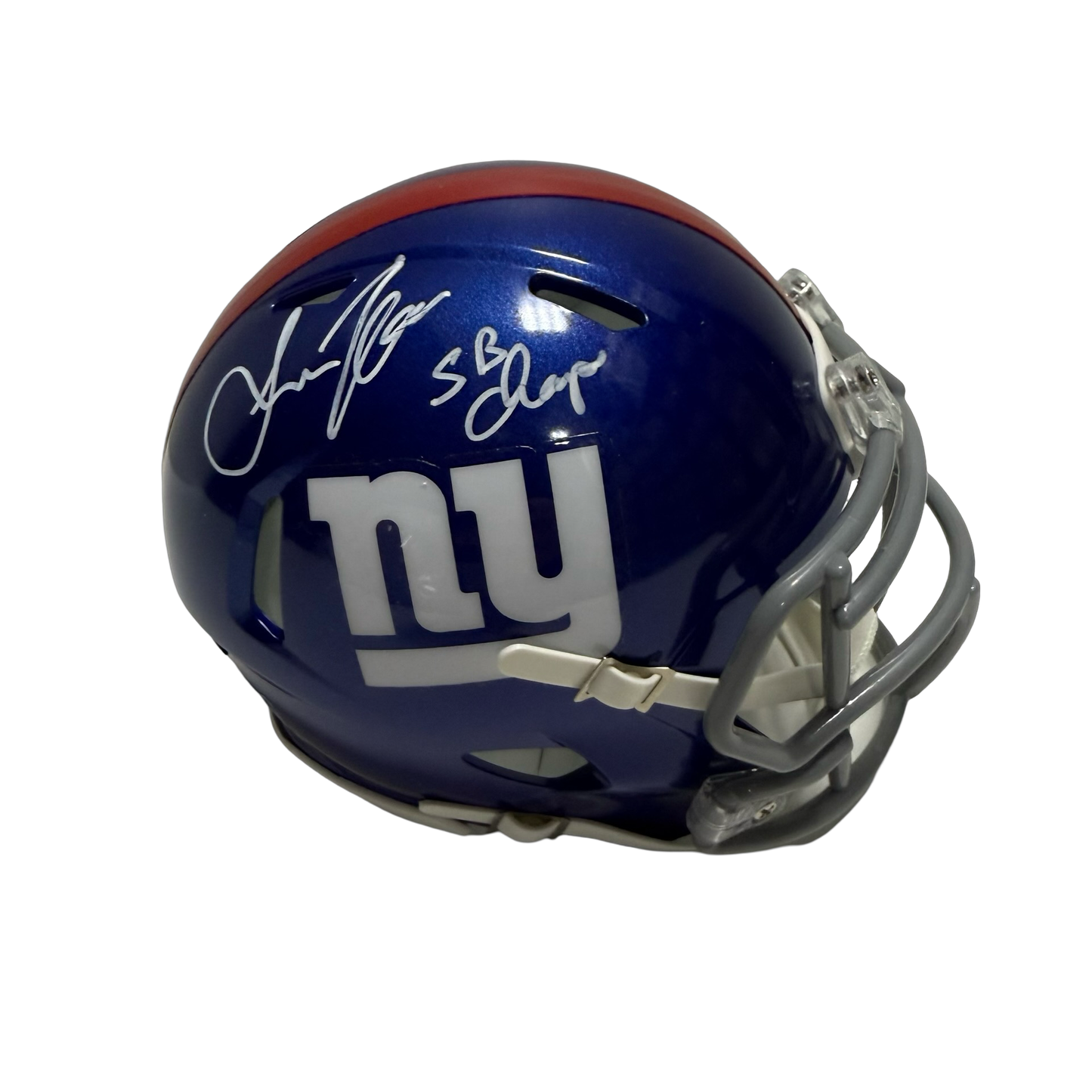 Amani Toomer Autographed New York Giants "SB Champ" Inscribed Blue Speed Mini Helmet PSA