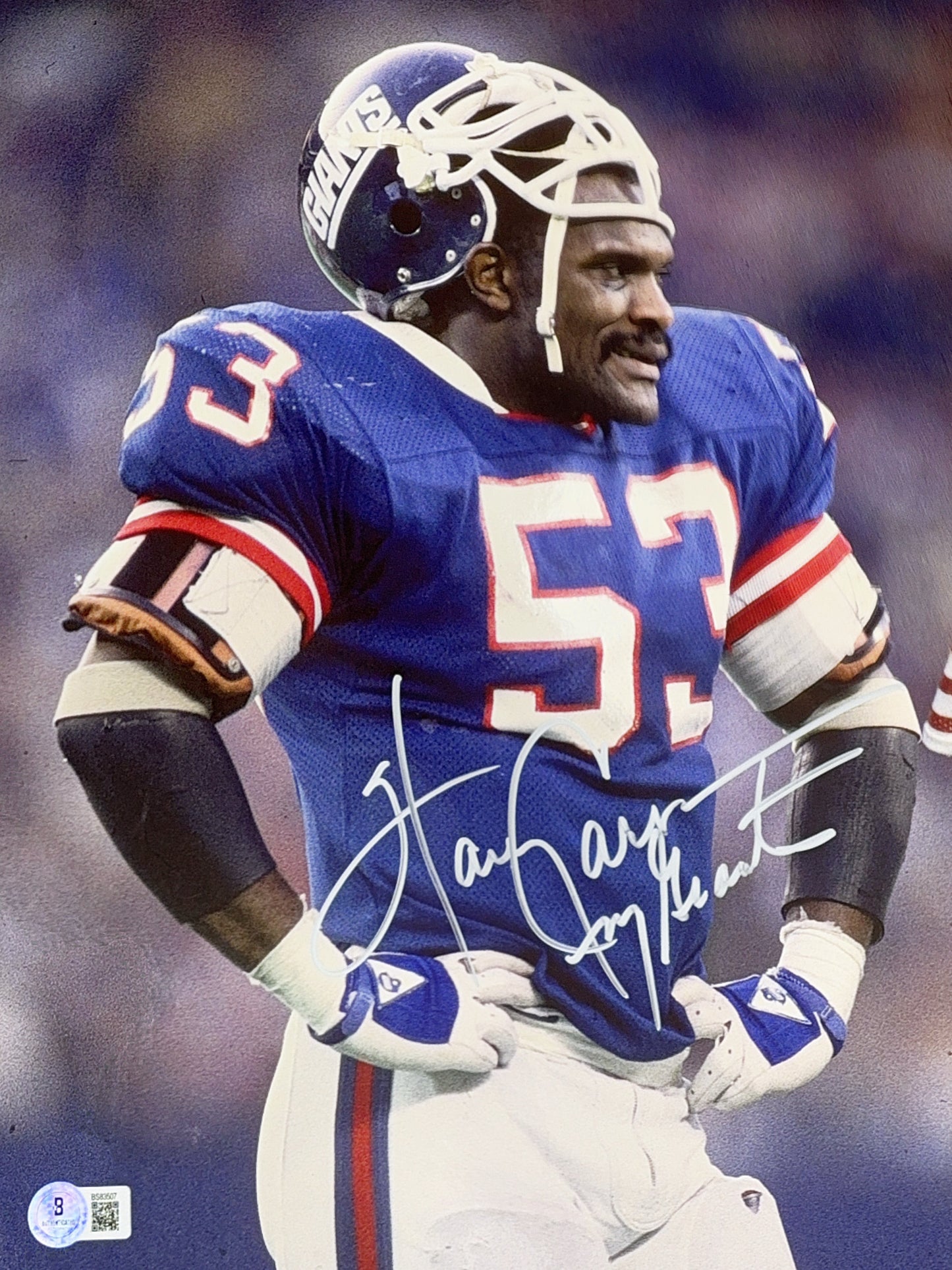 Harry Carson Autographed New York Giants Helmet Off 11x14 Beckett