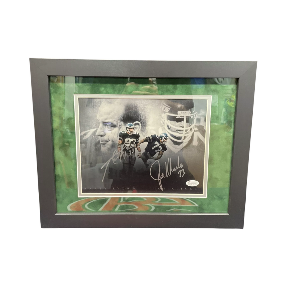 Marty Lyons & Joe Klecko Framed B&W 8x10 JSA