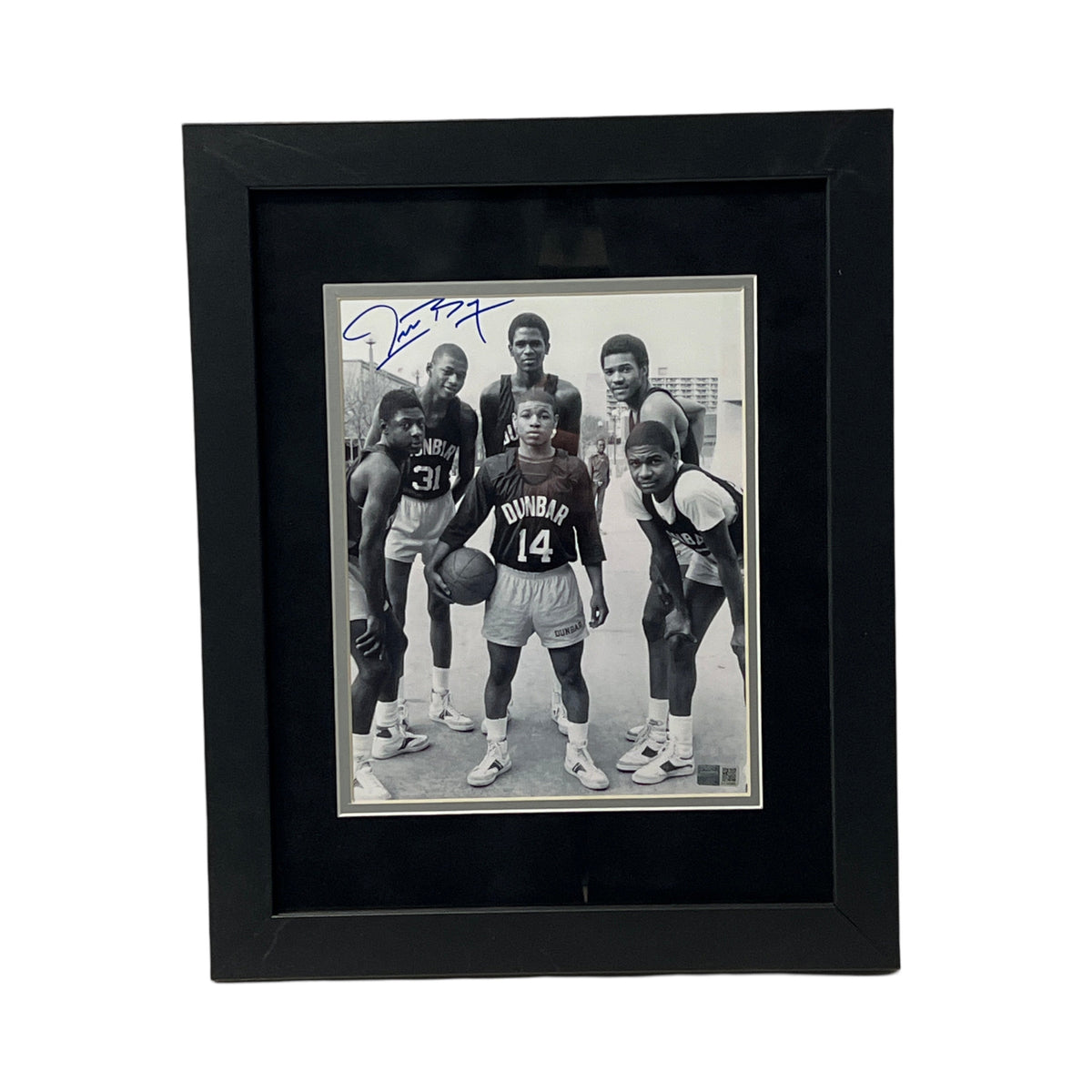 Muggsy Bogues Autographed Dunbar High School Black & White Framed 8X10 Steiner CX