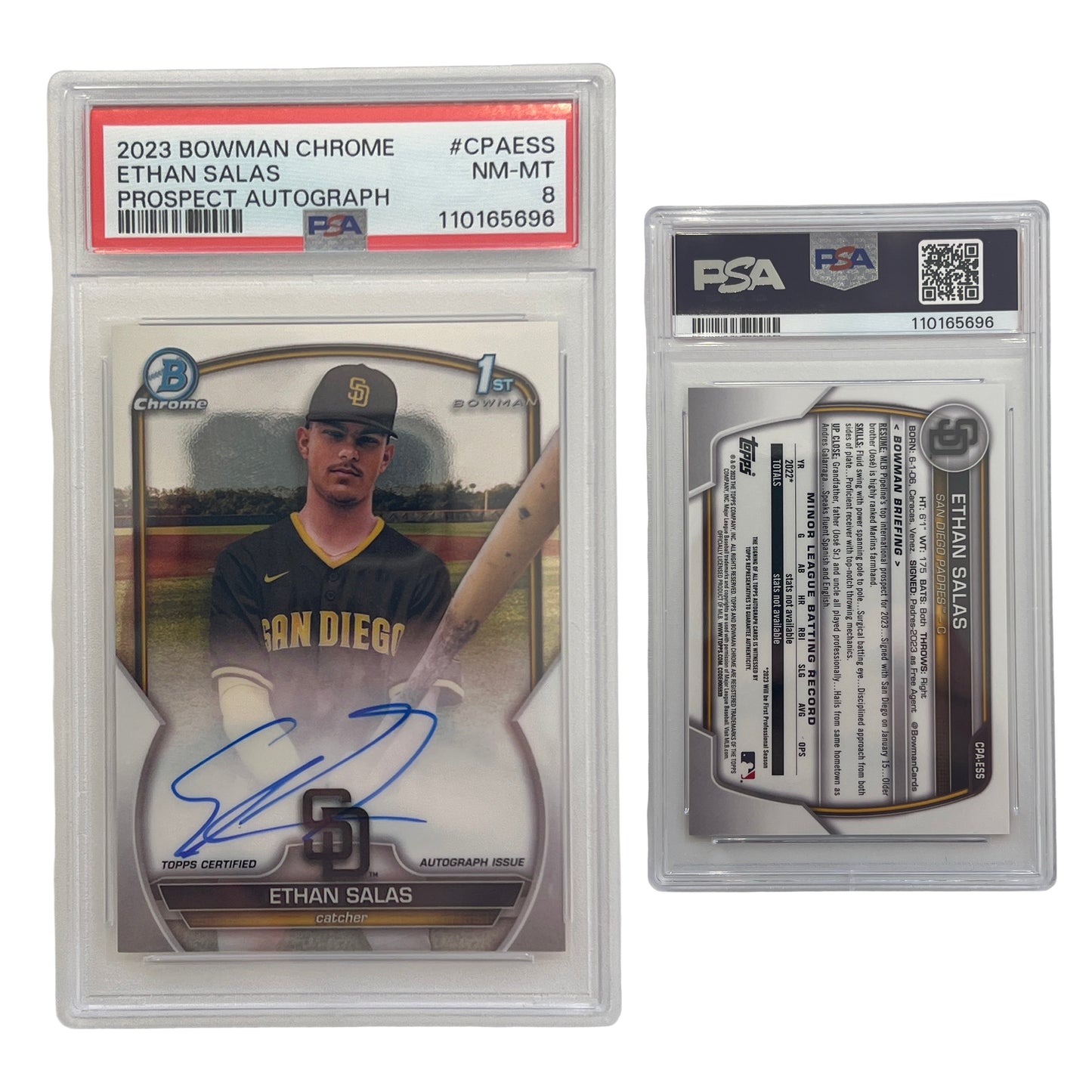 2023 Ethan Salas Bowman Chrome Prospect Autograph #CPAESS PSA NM-MT 8