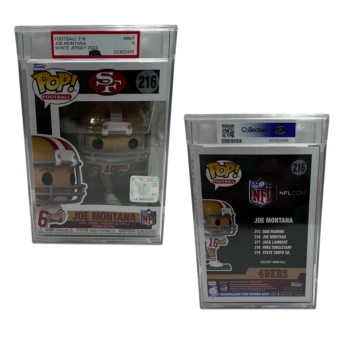 Joe Montana Football 216 White Jersey 2023 Funko Pop PSA MINT 9