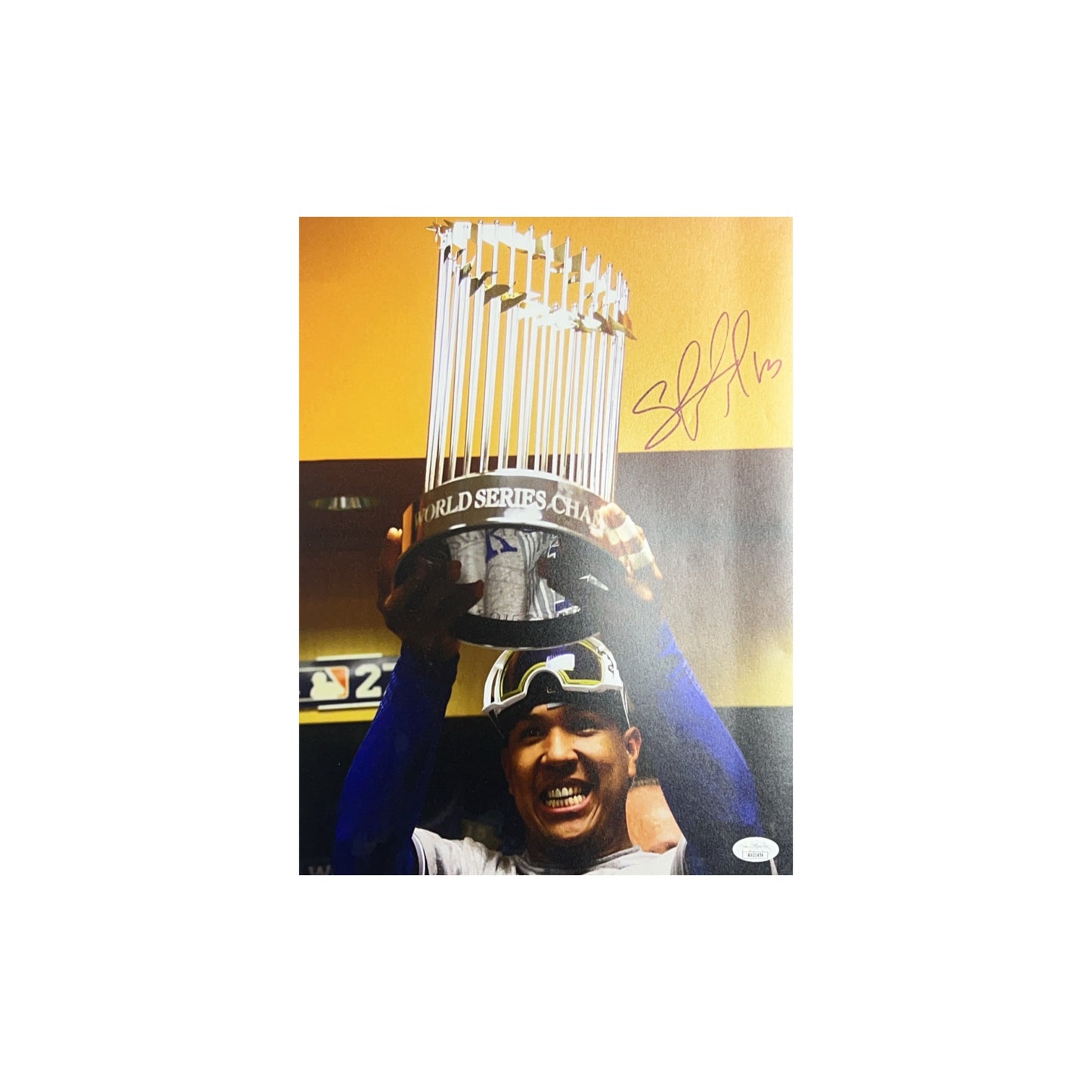 Salvador Perez Autographed Kansas City Royals Clubhouse Trophy 11x14 JSA