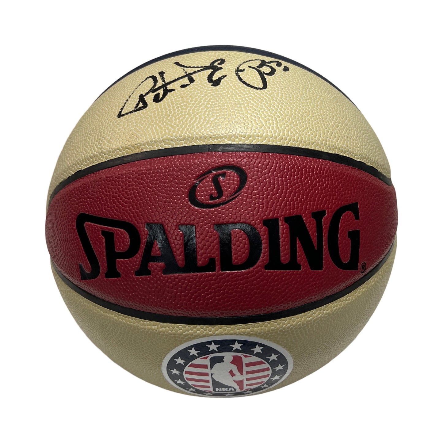 Patrick Ewing Autographed New York Knicks Red White & Blue Spalding Basketball Steiner CX