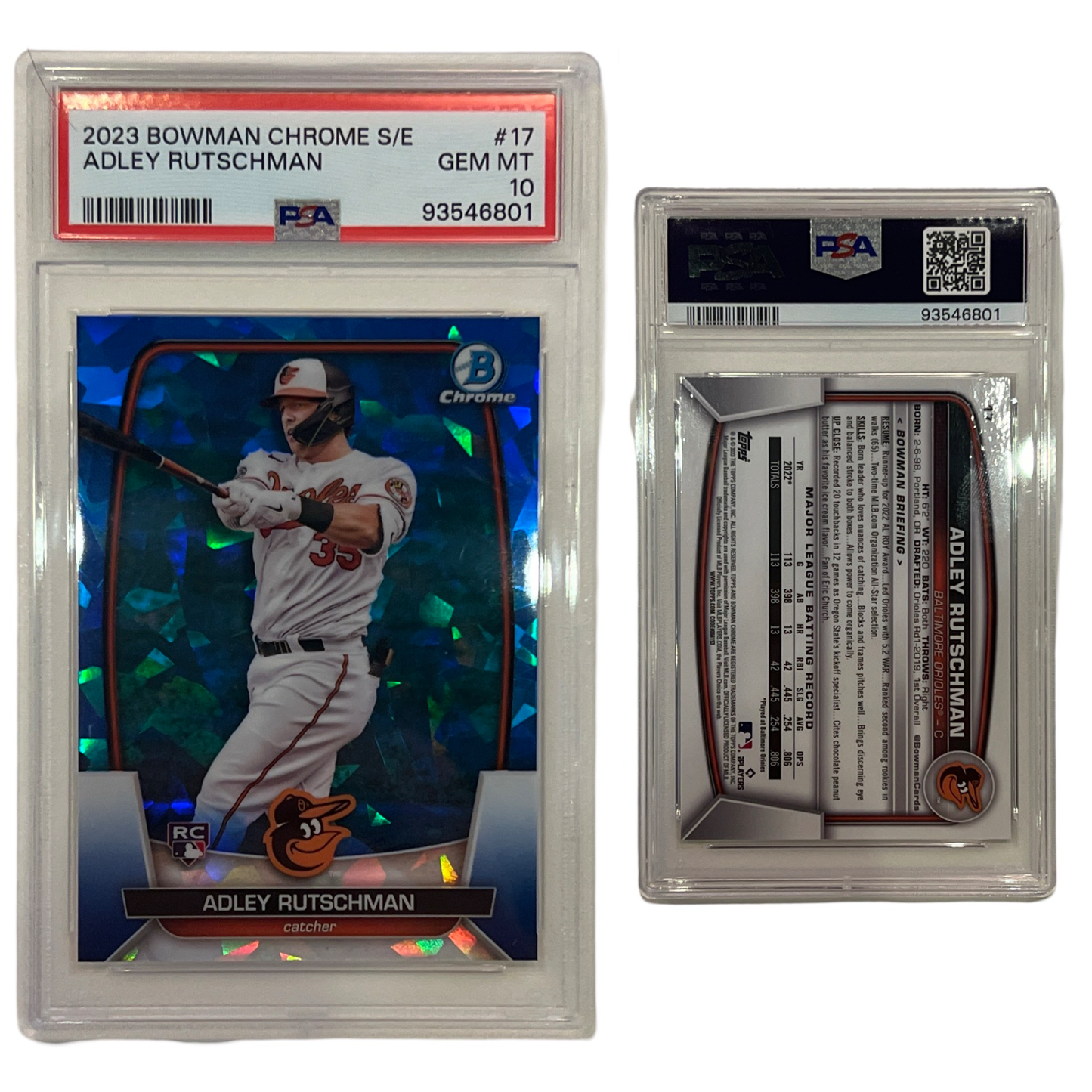 2023 Adley Rutschman Bowman Chrome Saphire Edition #17 PSA GEM MT 10