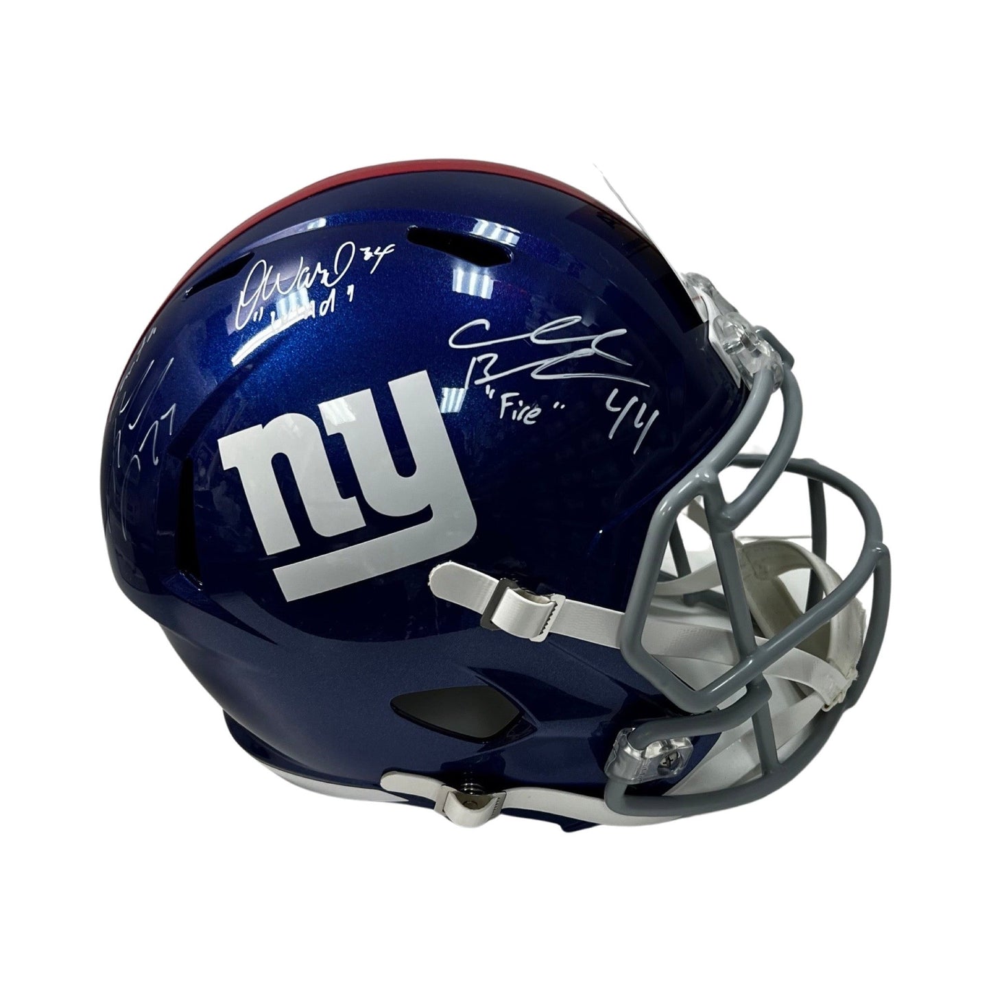 Brandon Jacobs, Ahmad Bradshaw & Derrick Ward Autographed New York Giants Speed Replica Helmet Earth, Wind, Fire" Inscriptions PSA