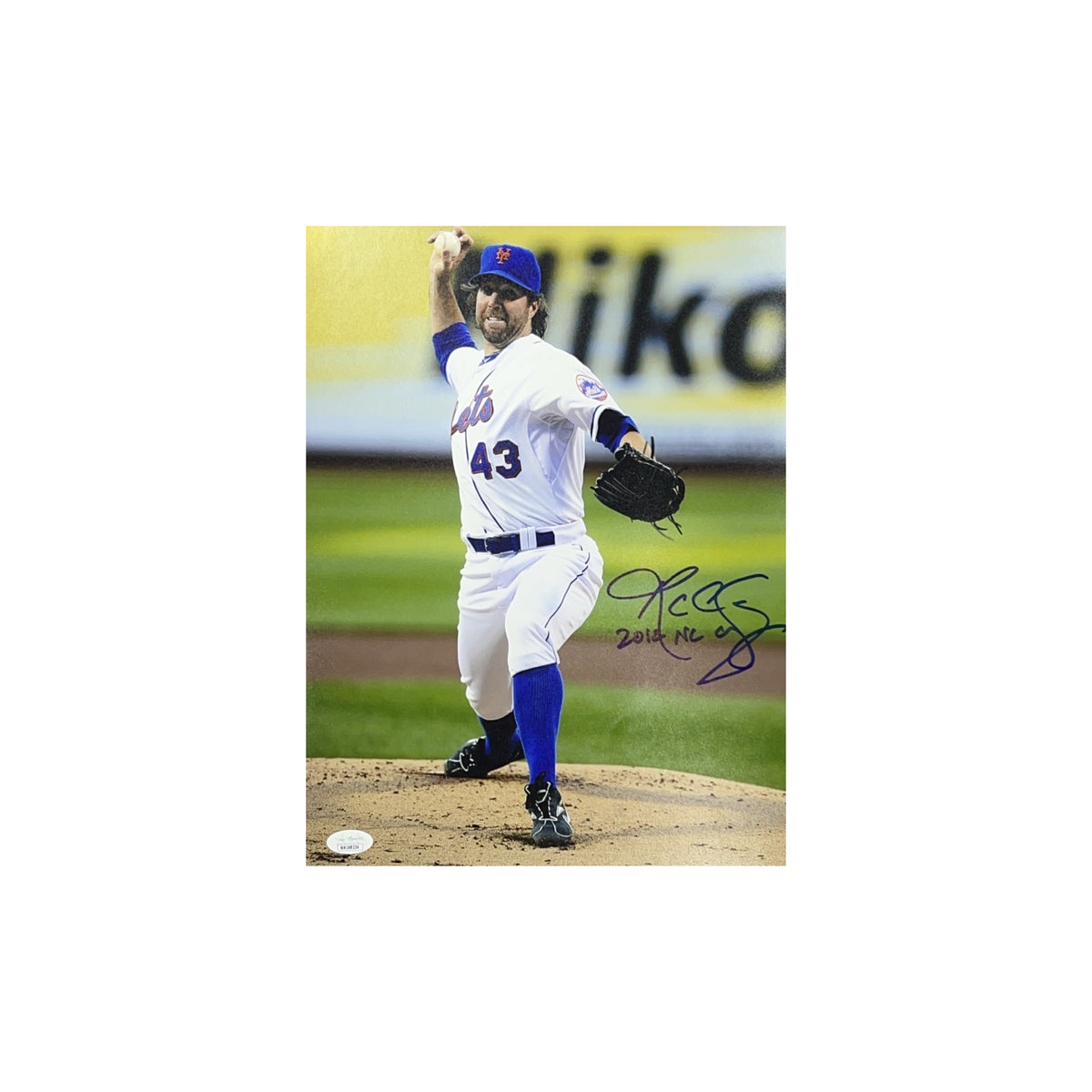 R.A. Dickey Autographed New York Mets Vertical 11x14 "2012 NL CY" JSA