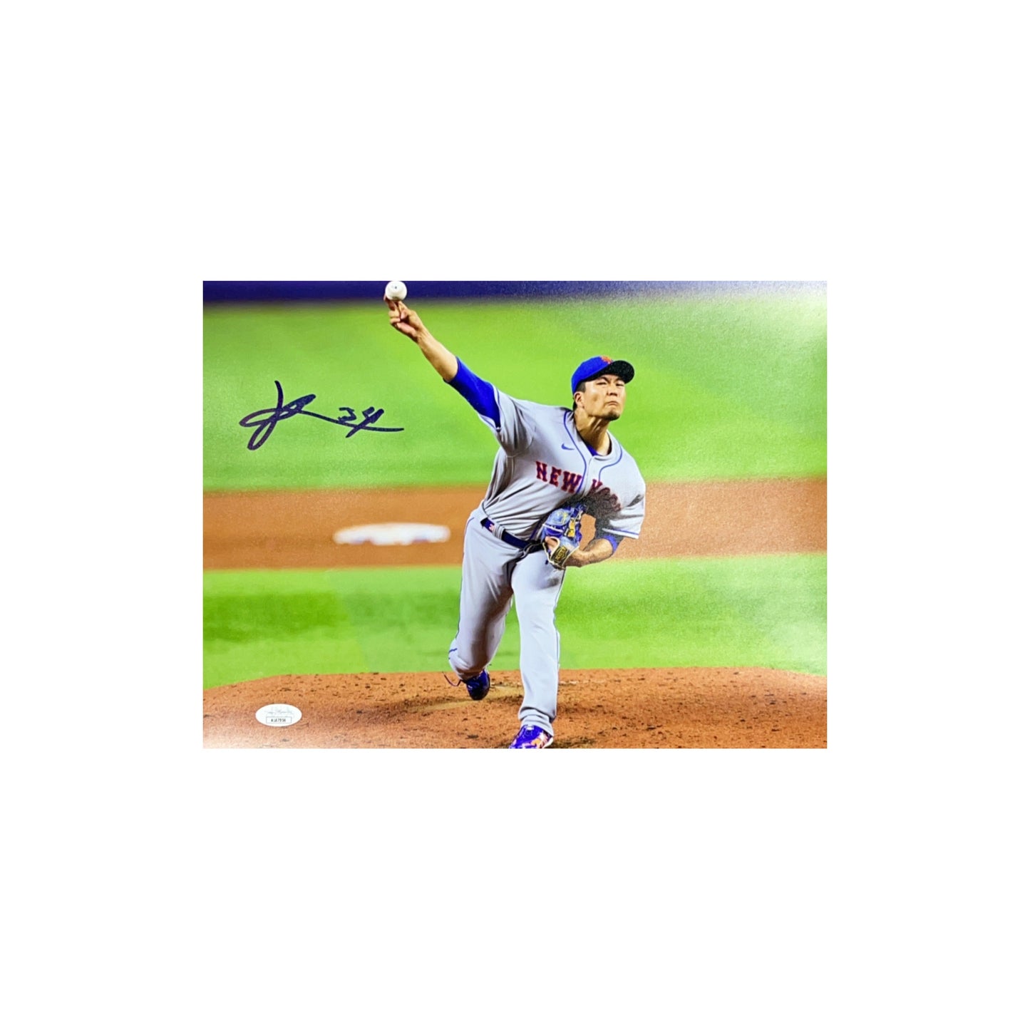 Kodai Senga Autographed New York Mets Pitch 11x14 JSA
