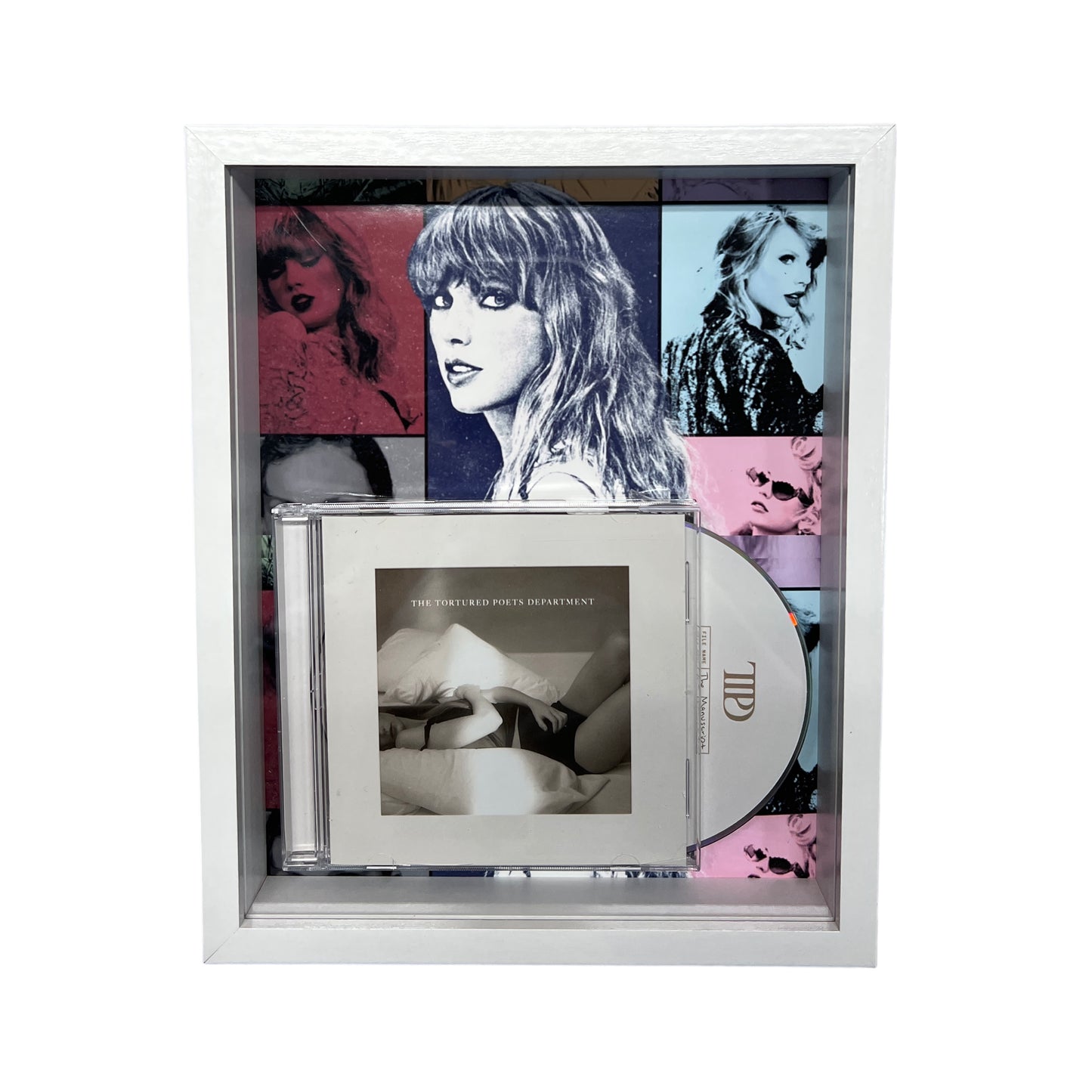 Taylor Swift Tortured Poets 8x10 Framed CD Squares Collage White Frame